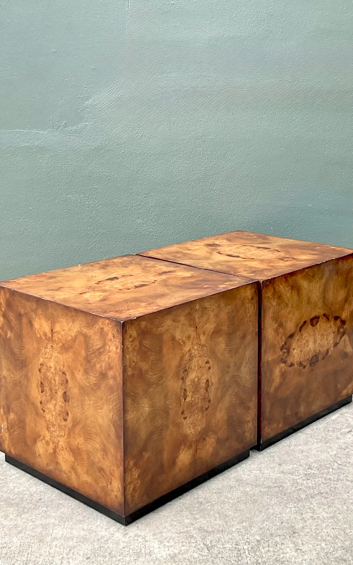 Vintage Burl Wood Cube Tables - Pair — additional photo 2
