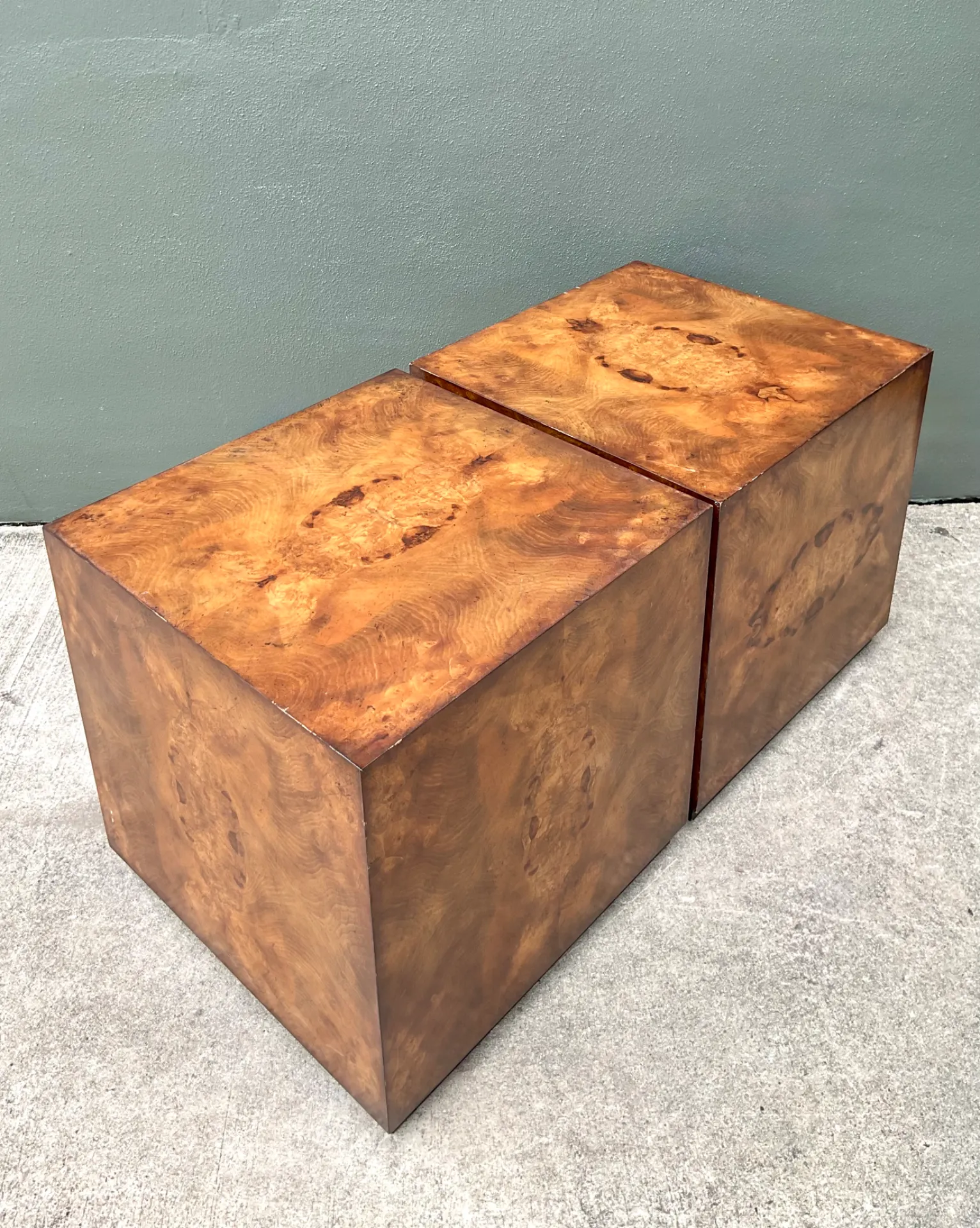 Vintage Burl Wood Cube Tables - Pair — additional photo 7