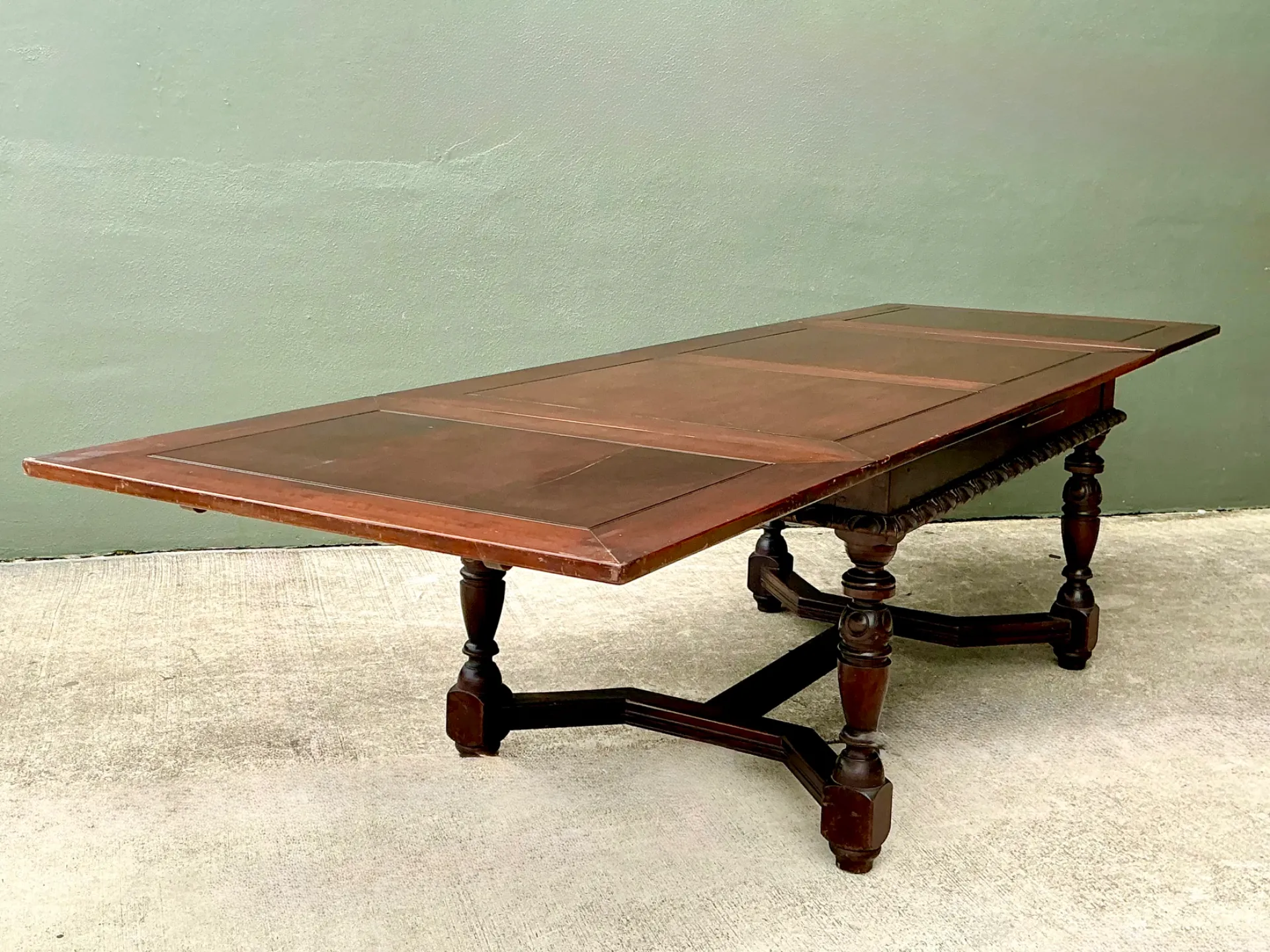 Vintage Carved Wood Extension Dining Table — additional photo 1