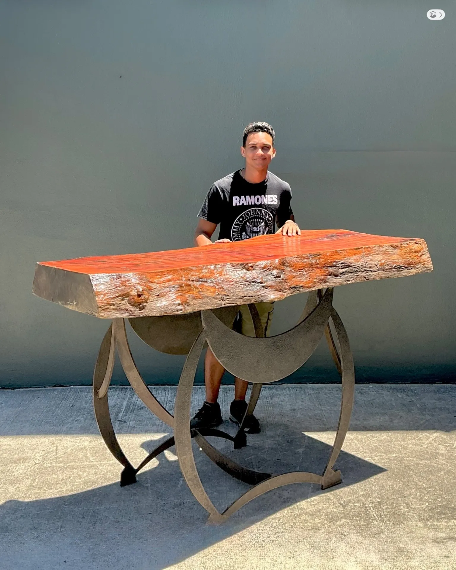 Vintage Live Edge Wood Console Table — additional photo 4