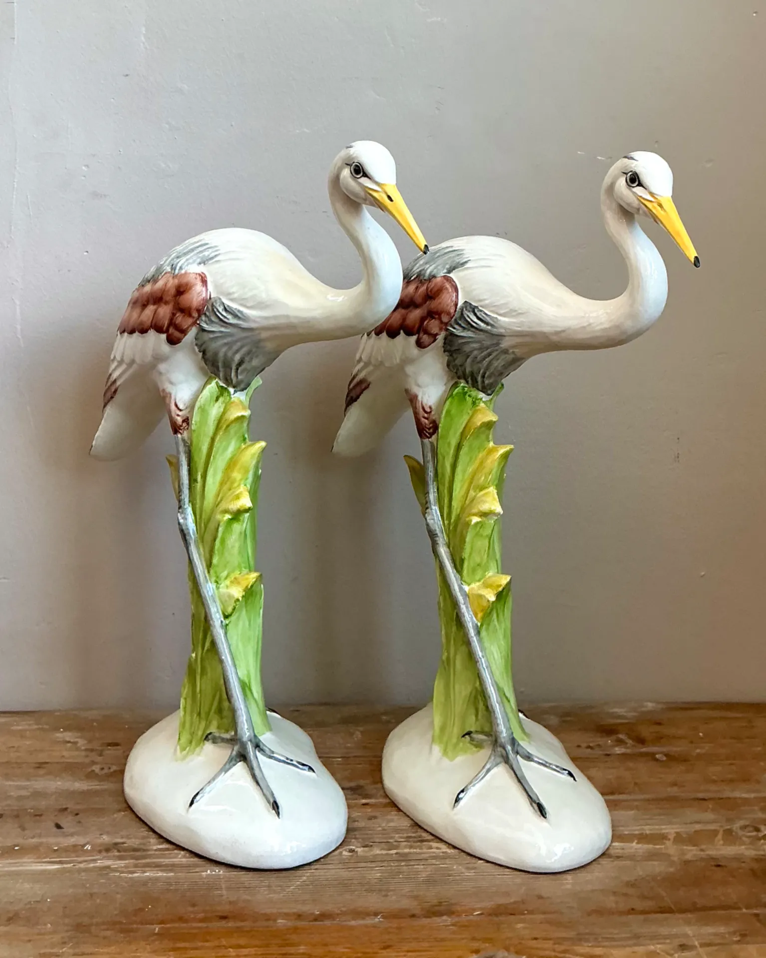 Vintage Italian Hand-Painted Crane Figurines - A Pair — additional photo 2