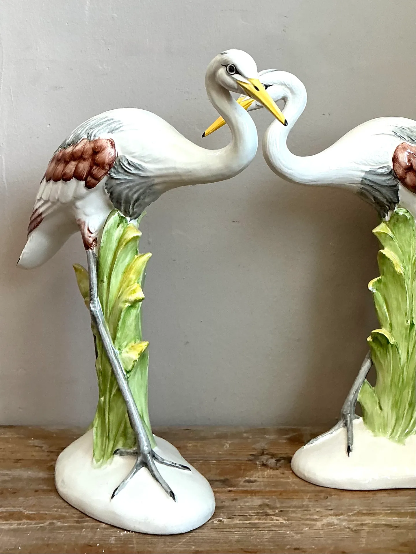 Vintage Italian Hand-Painted Crane Figurines - A Pair — additional photo 1