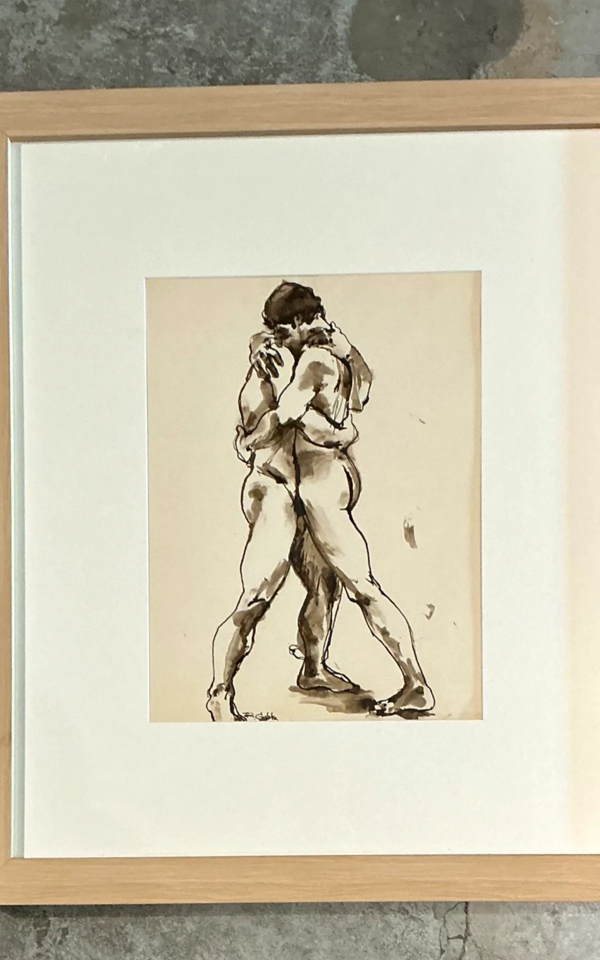 Vintage Framed Figurative Sketch on Paper — additional photo 4