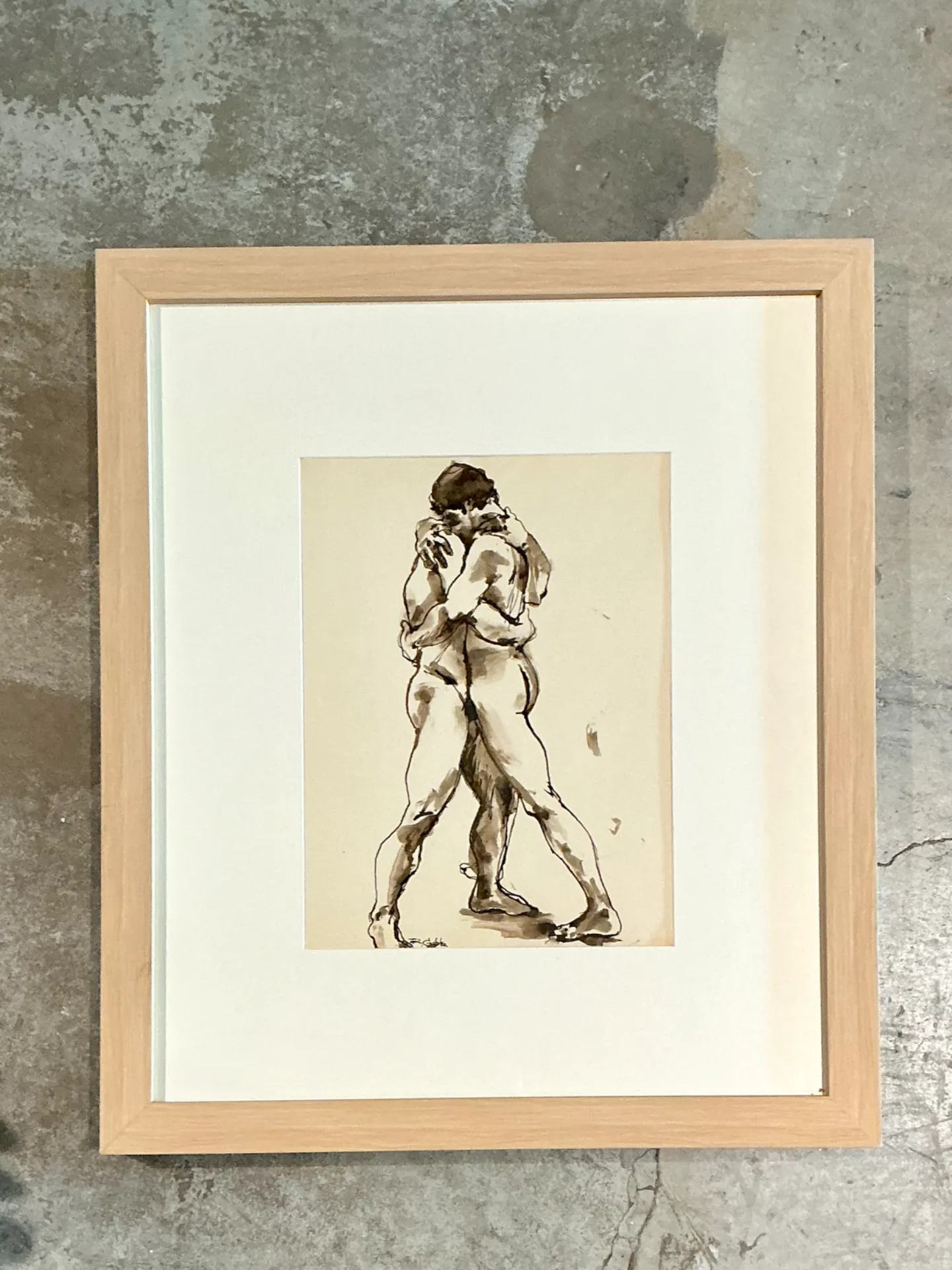 Vintage Framed Figurative Sketch on Paper — additional photo 2