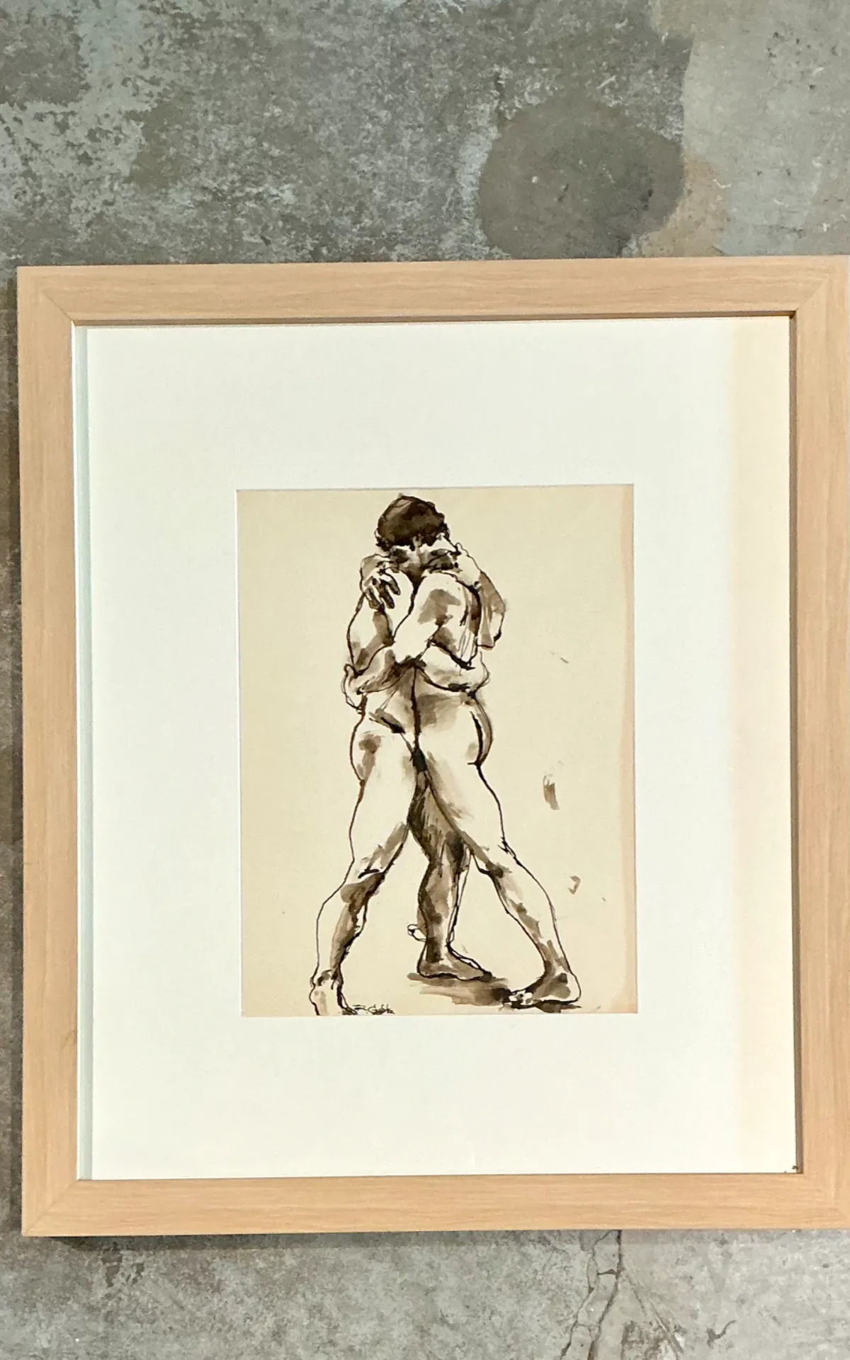 Vintage Framed Figurative Sketch on Paper — additional photo 2