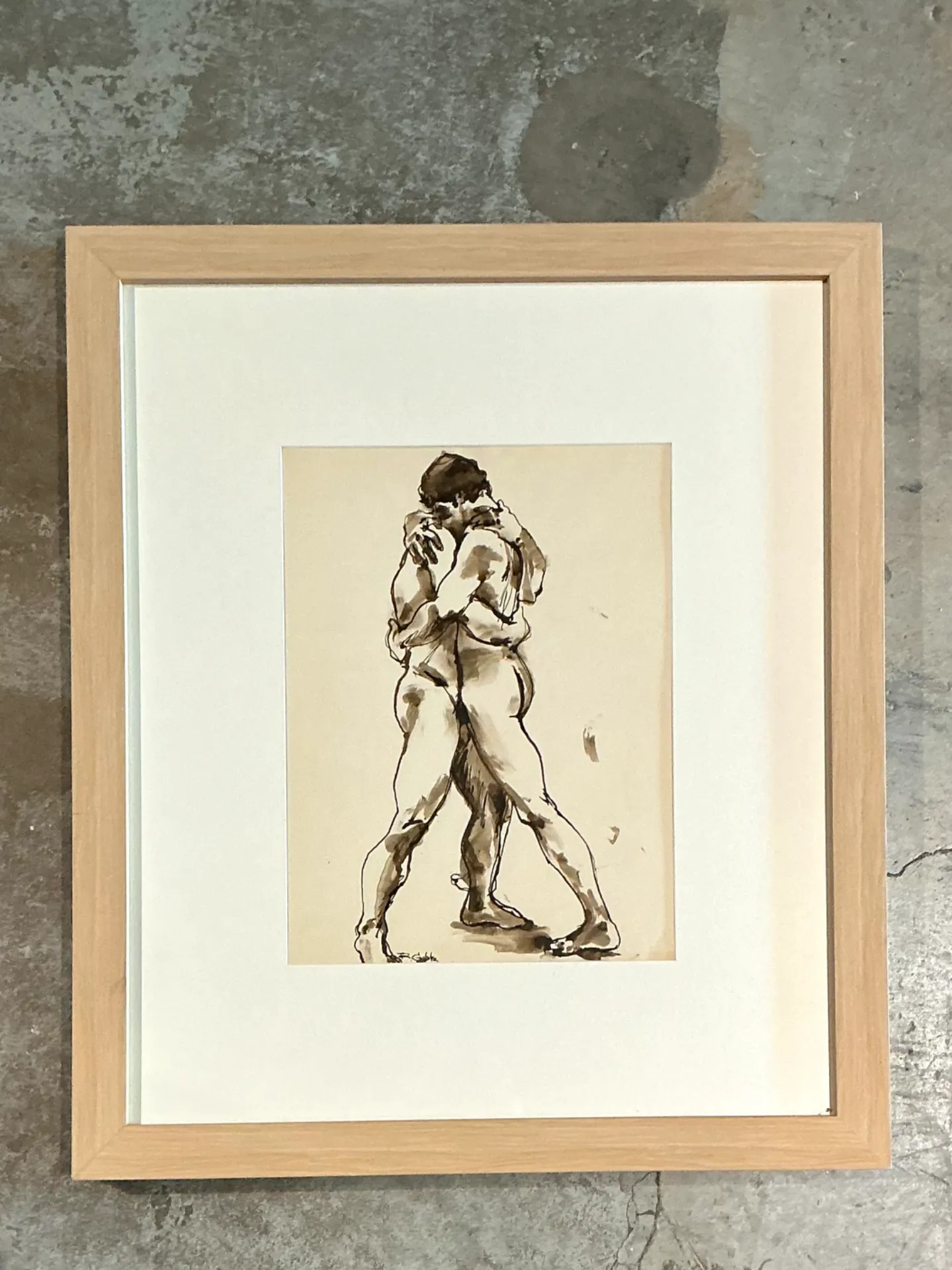 Vintage Framed Figurative Sketch on Paper — additional photo 8