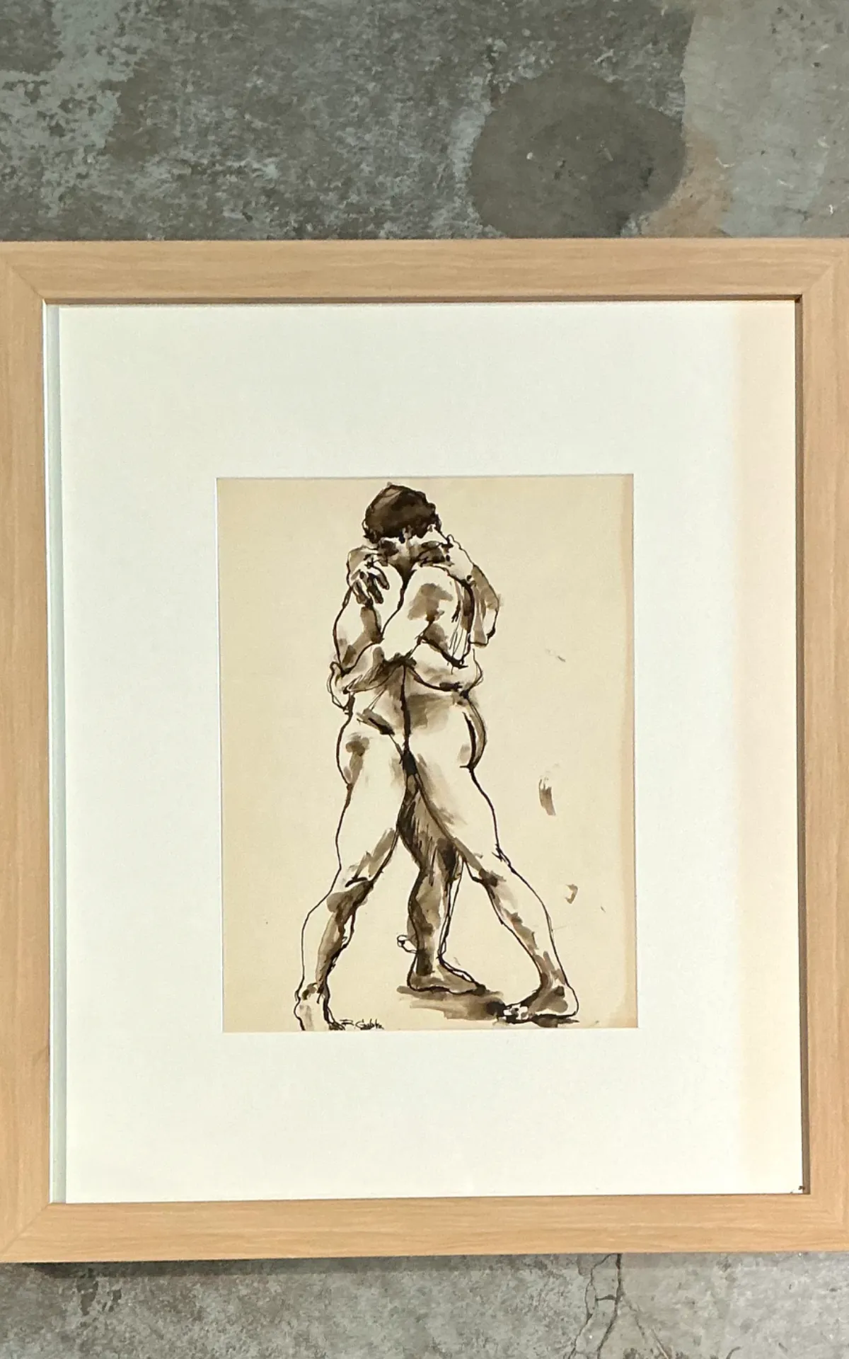 Vintage Framed Figurative Sketch on Paper — additional photo 8