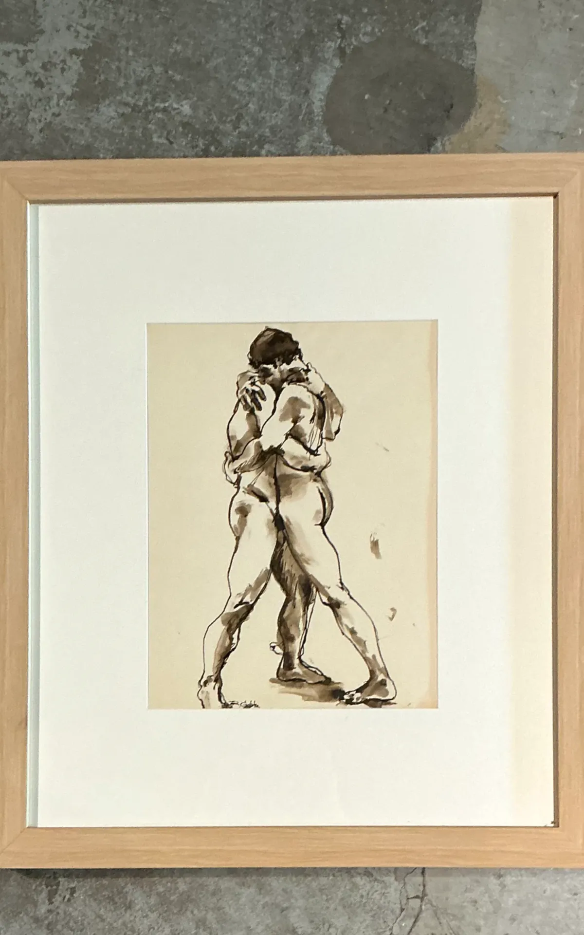 Vintage Framed Figurative Sketch on Paper — additional photo 6