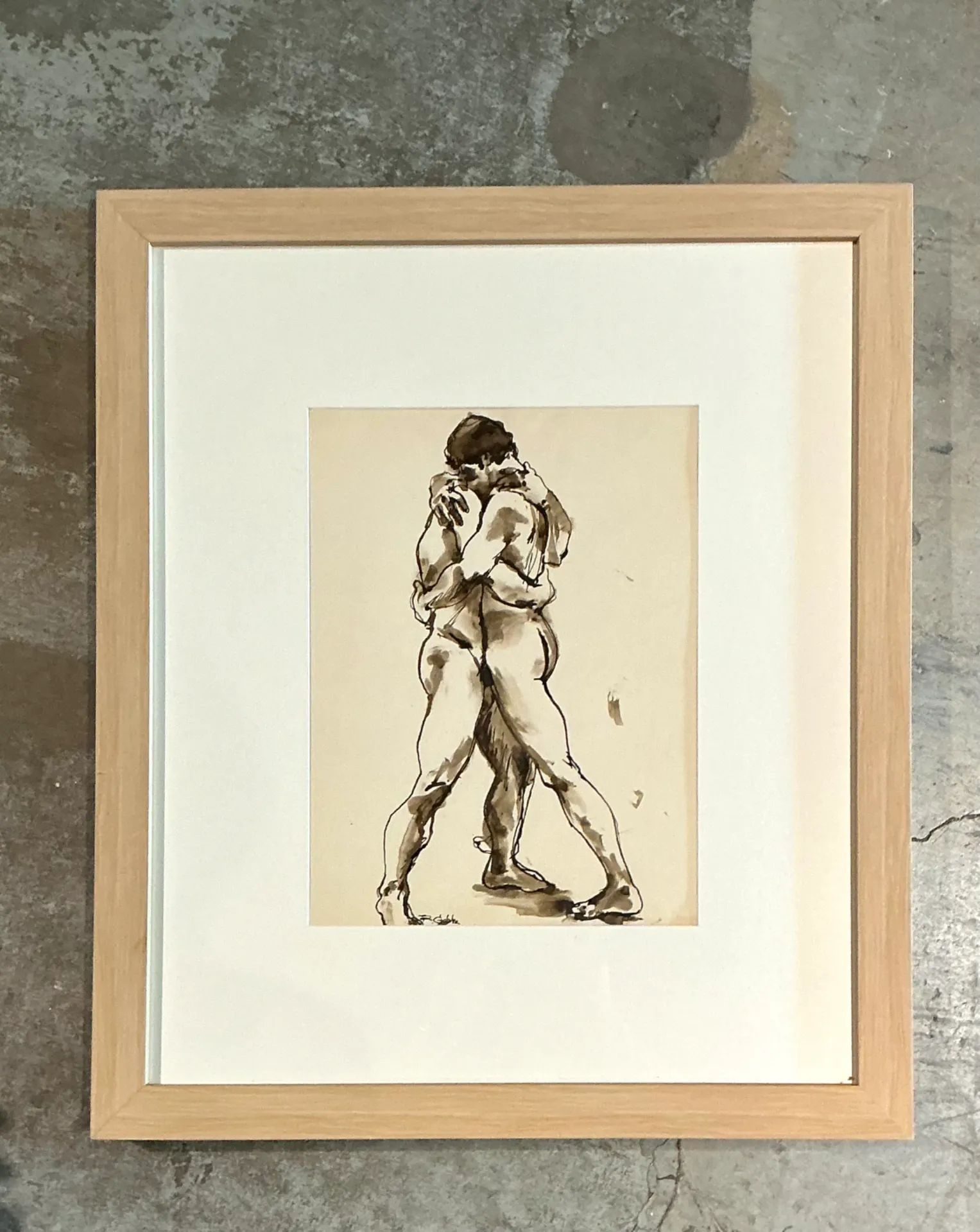 Vintage Framed Figurative Sketch on Paper — additional photo 5
