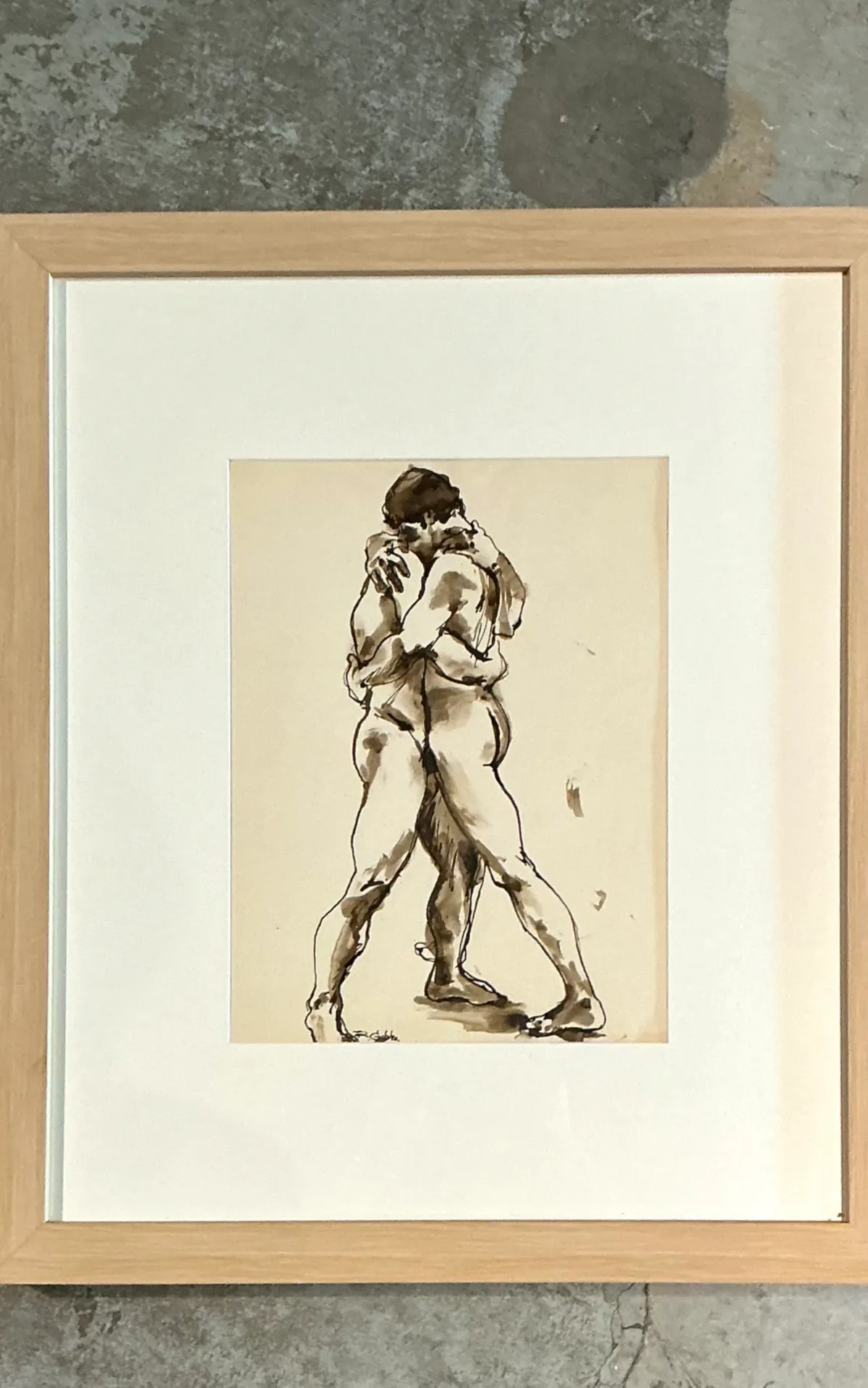 Vintage Framed Figurative Sketch on Paper — additional photo 5