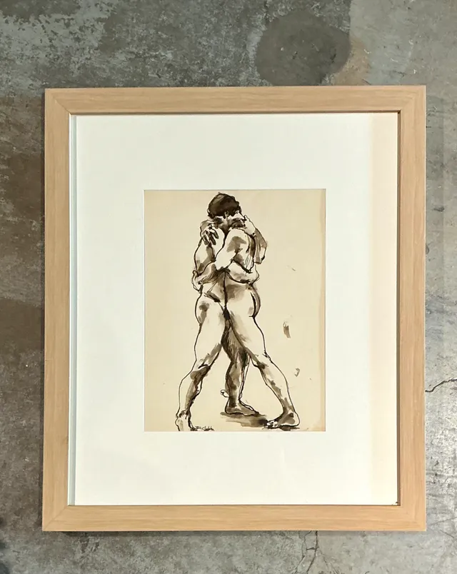Vintage Framed Figurative Sketch on Paper — additional photo 5