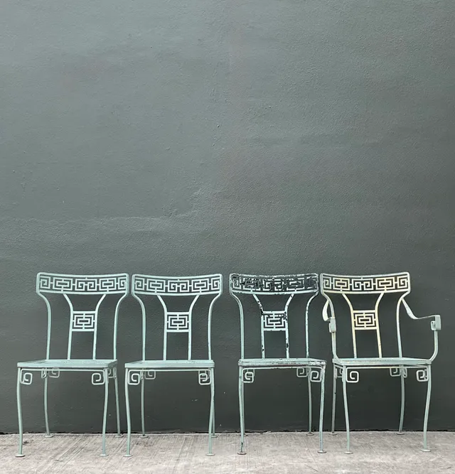 Vintage Meadowcraft Greek Key Outdoor Dining Chairs - Set of Four — additional photo 8