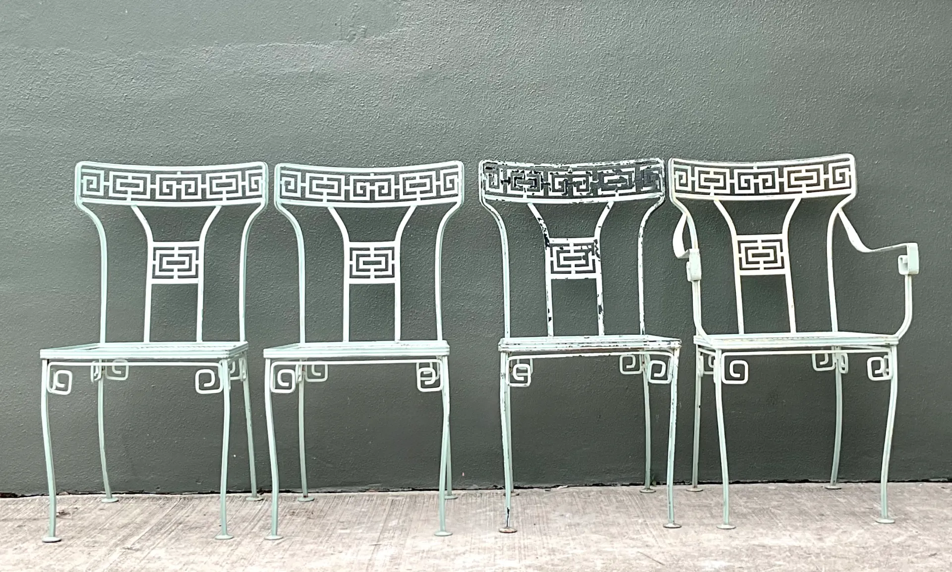 Vintage Meadowcraft Greek Key Outdoor Dining Chairs - Set of Four — additional photo 6