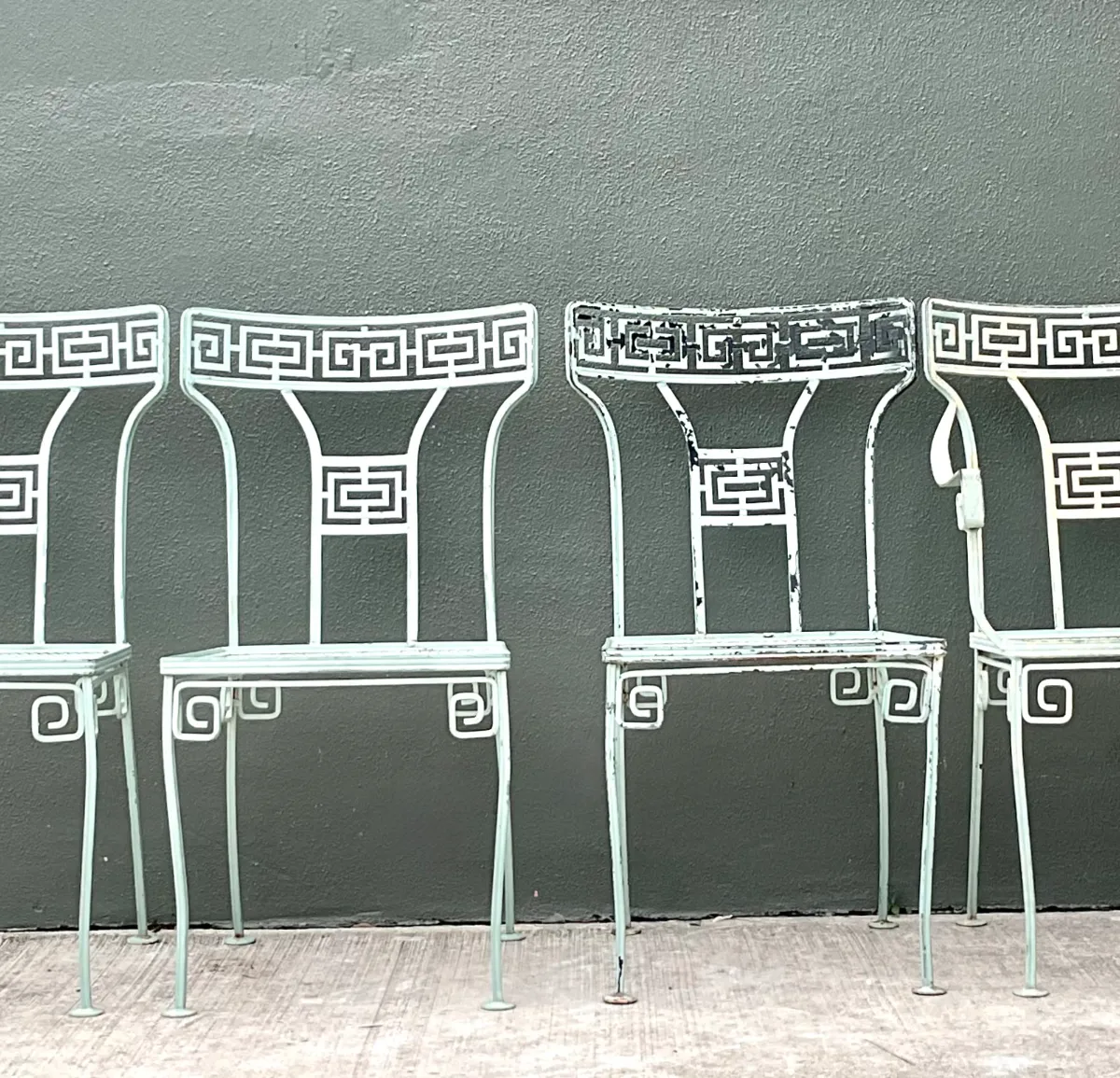 Vintage Meadowcraft Greek Key Outdoor Dining Chairs - Set of Four — additional photo 6