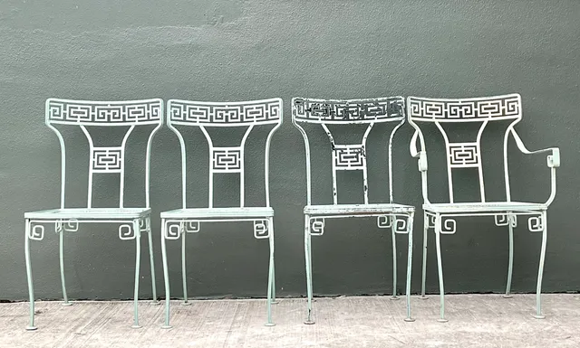 Vintage Meadowcraft Greek Key Outdoor Dining Chairs - Set of Four — additional photo 6