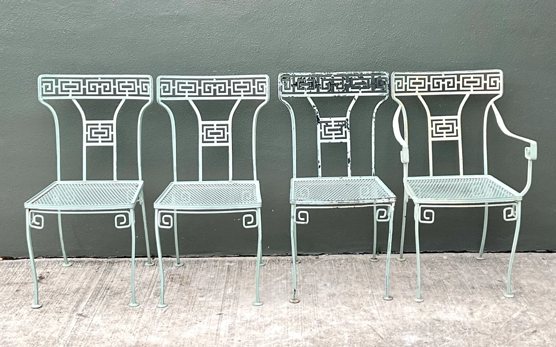 Vintage Meadowcraft Greek Key Outdoor Dining Chairs - Set of Four — additional photo 5