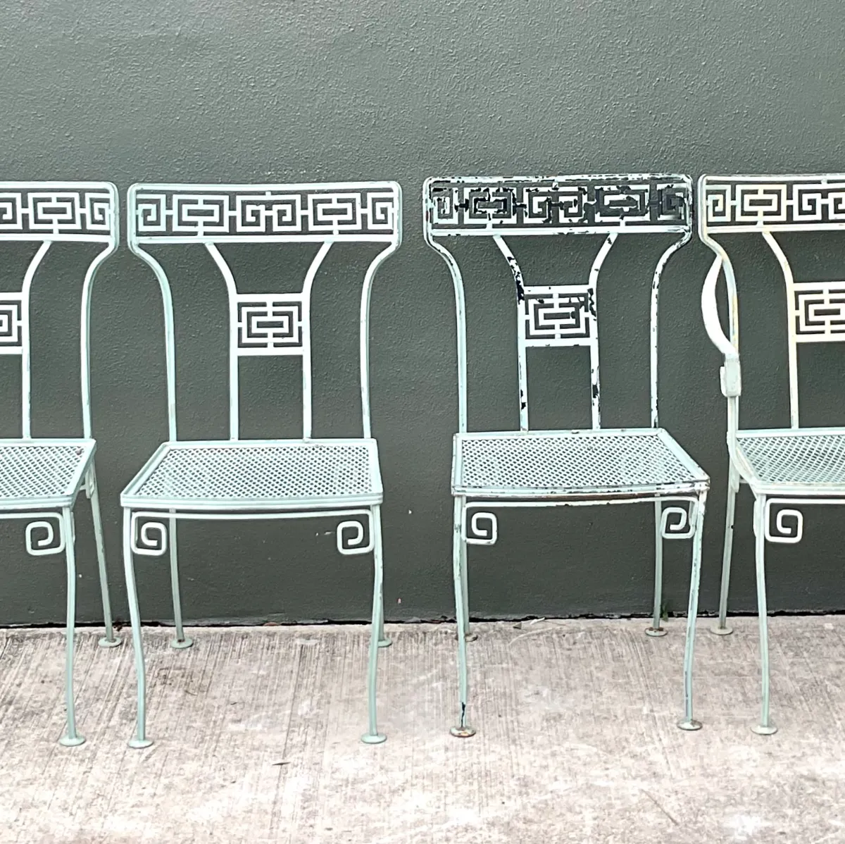 Vintage Meadowcraft Greek Key Outdoor Dining Chairs - Set of Four — additional photo 5
