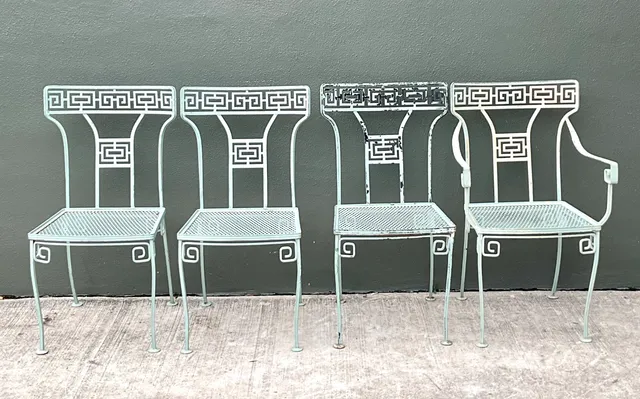 Vintage Meadowcraft Greek Key Outdoor Dining Chairs - Set of Four — additional photo 5