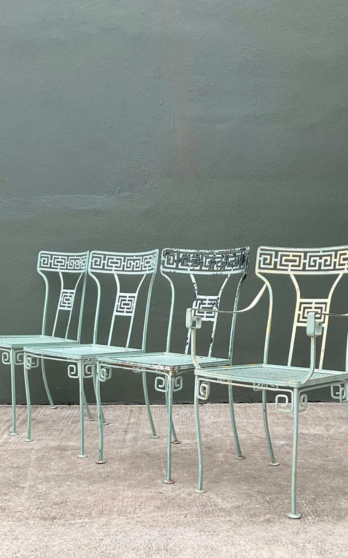 Vintage Meadowcraft Greek Key Outdoor Dining Chairs - Set of Four — additional photo 2
