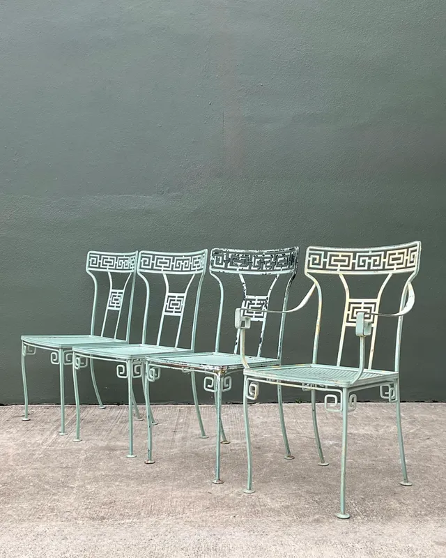 Vintage Meadowcraft Greek Key Outdoor Dining Chairs - Set of Four — additional photo 2