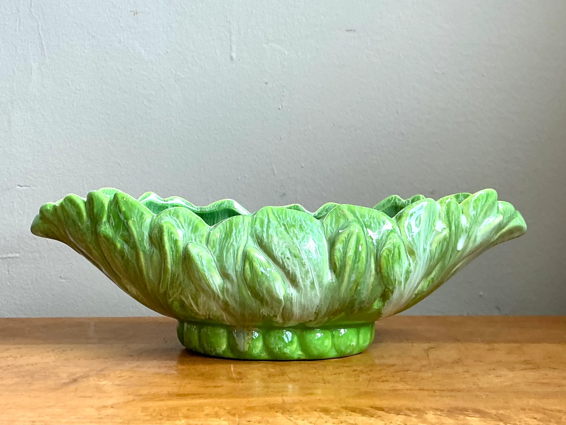 Vintage Green Portuguese Ceramic Decorative Bowl — additional photo 2