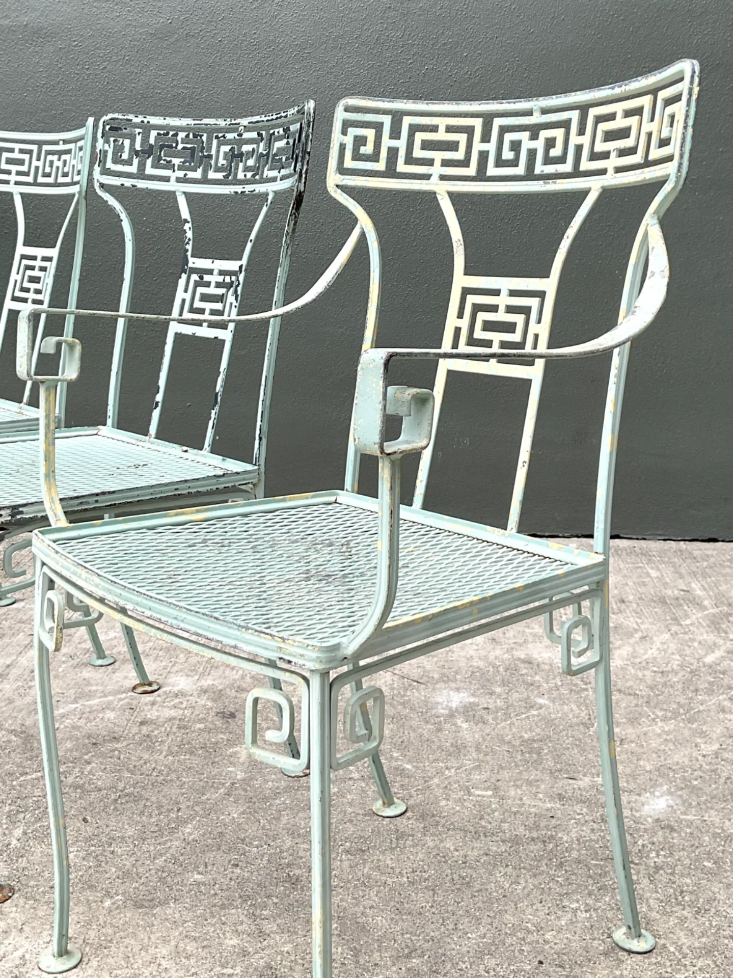 Vintage Meadowcraft Greek Key Outdoor Dining Chairs - Set of Four — additional photo 7