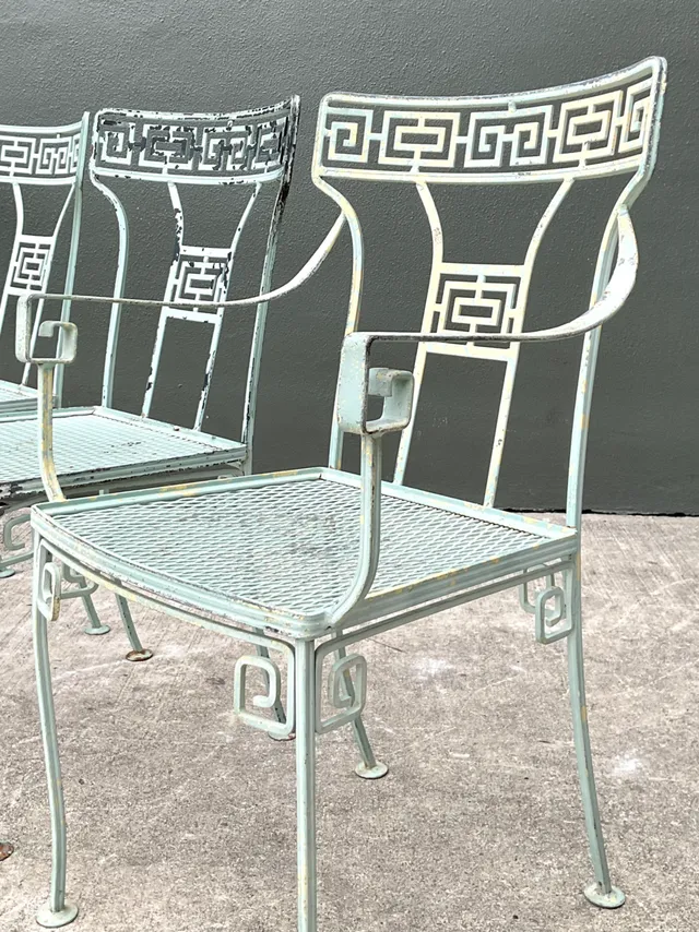 Vintage Meadowcraft Greek Key Outdoor Dining Chairs - Set of Four — additional photo 7