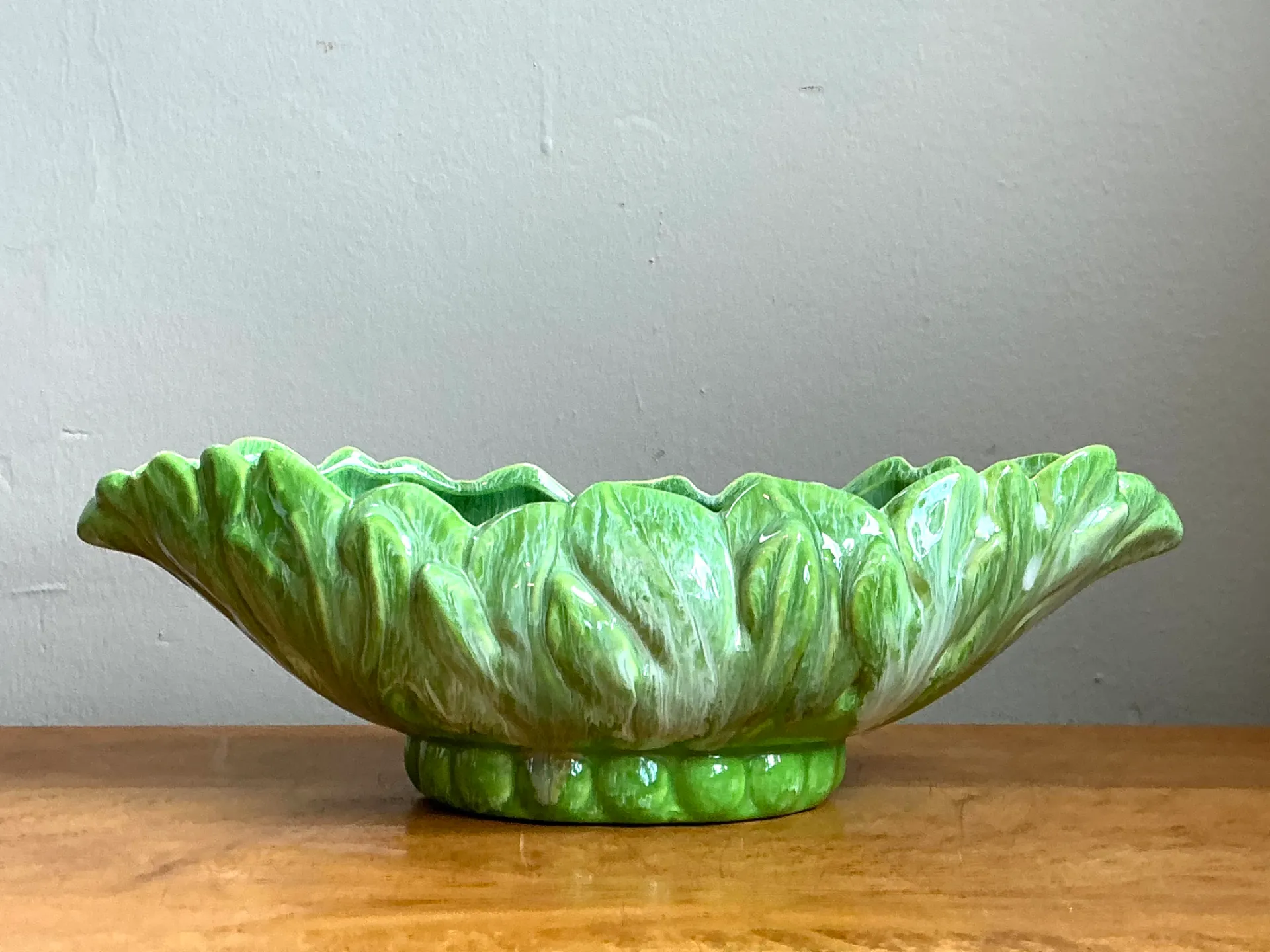 Vintage Green Portuguese Ceramic Decorative Bowl — additional photo 1