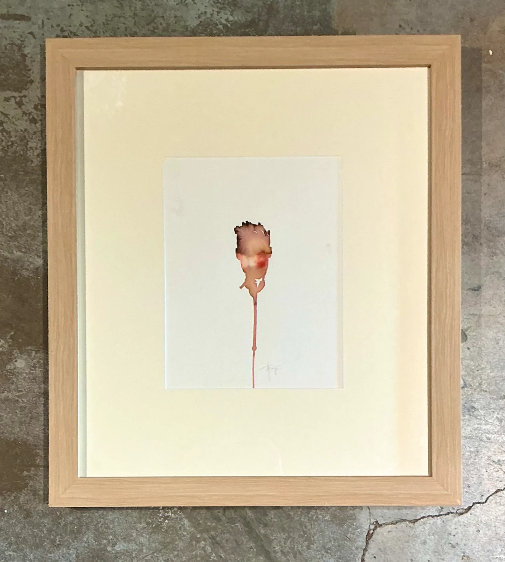 Vintage Framed Abstract Figurative Watercolor on Paper — additional photo 2
