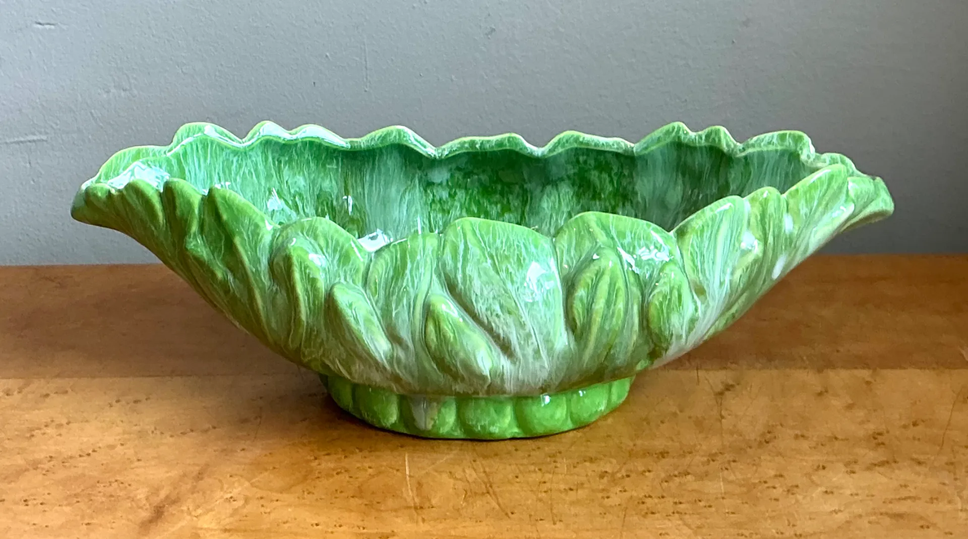 Vintage Green Portuguese Ceramic Decorative Bowl — additional photo 7