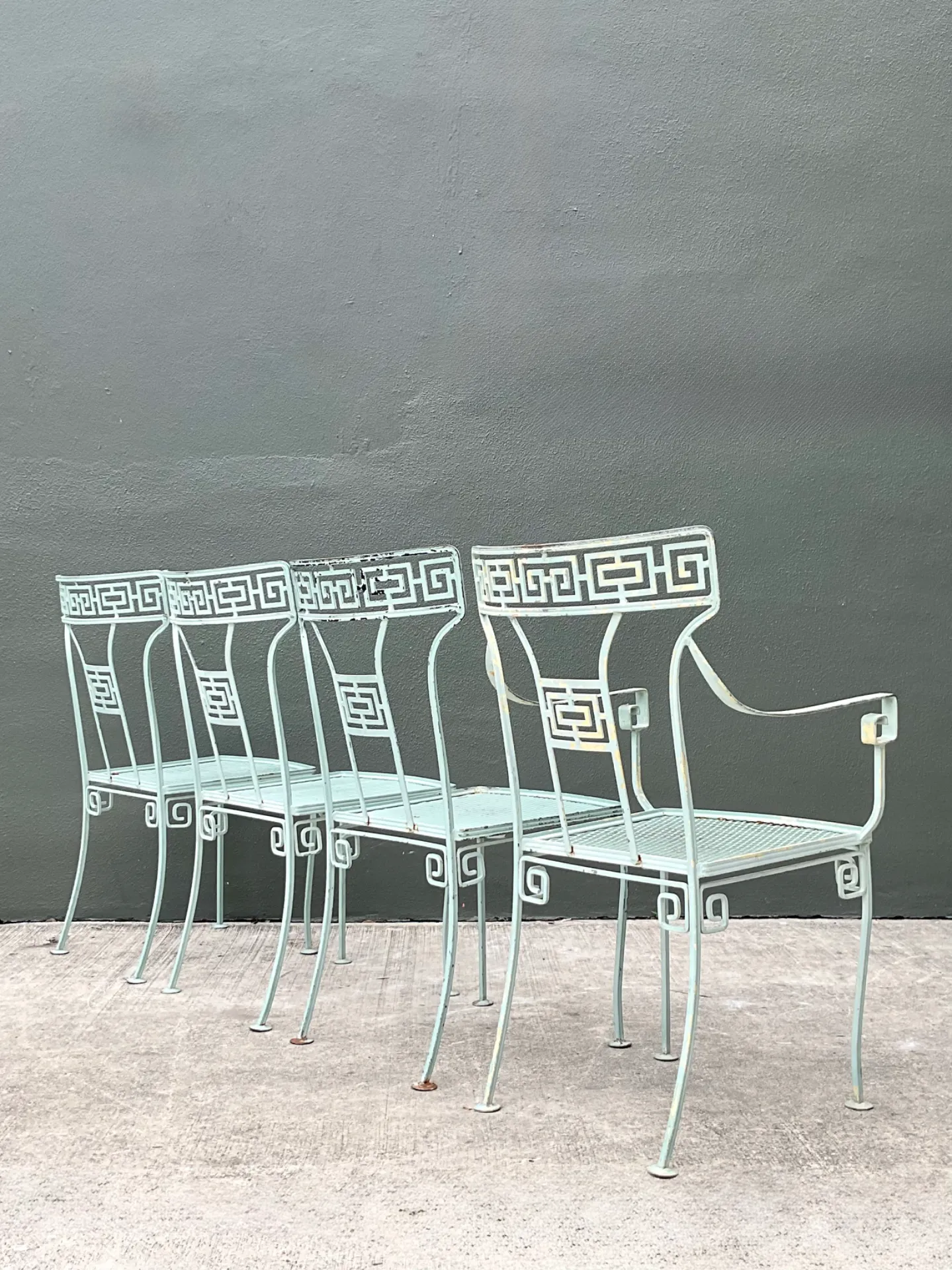 Vintage Meadowcraft Greek Key Outdoor Dining Chairs - Set of Four — additional photo 1