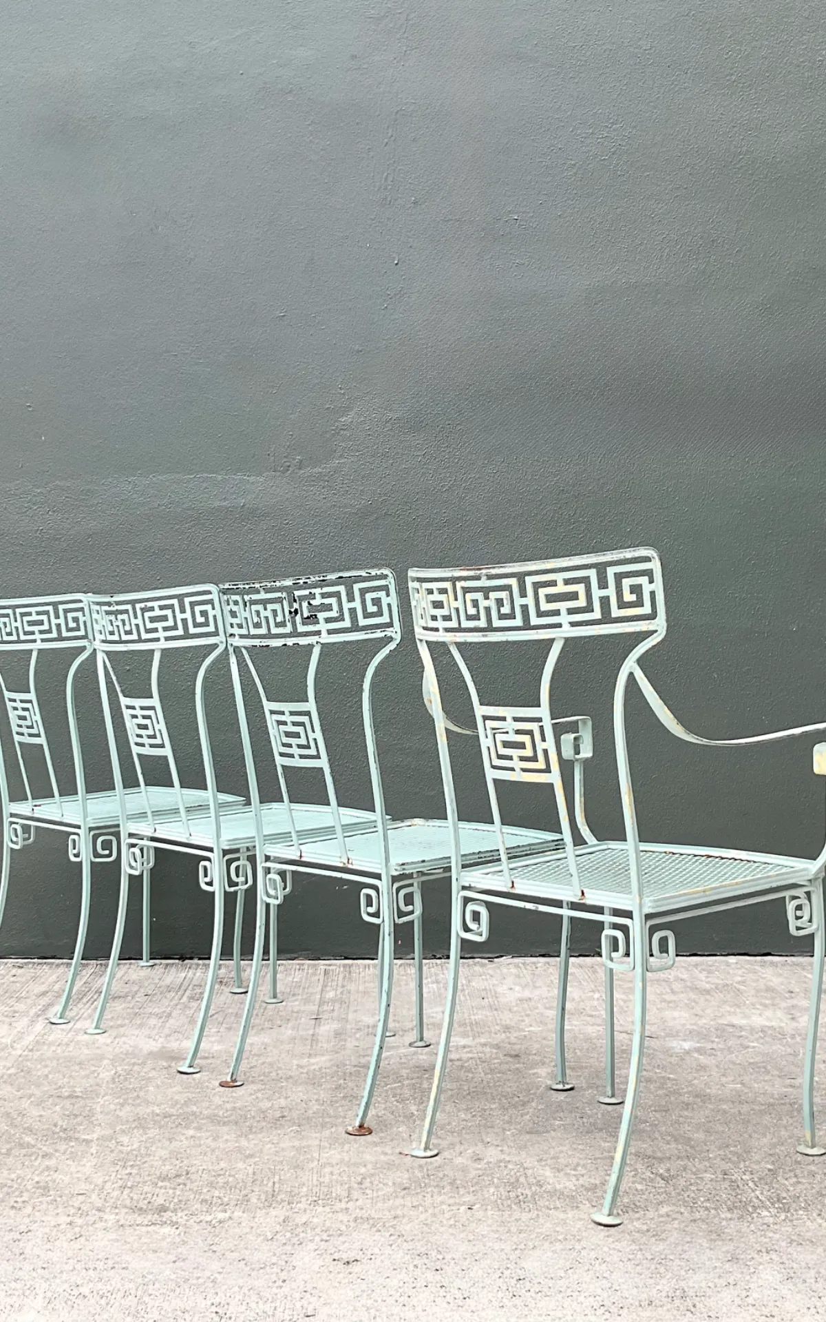 Vintage Meadowcraft Greek Key Outdoor Dining Chairs - Set of Four