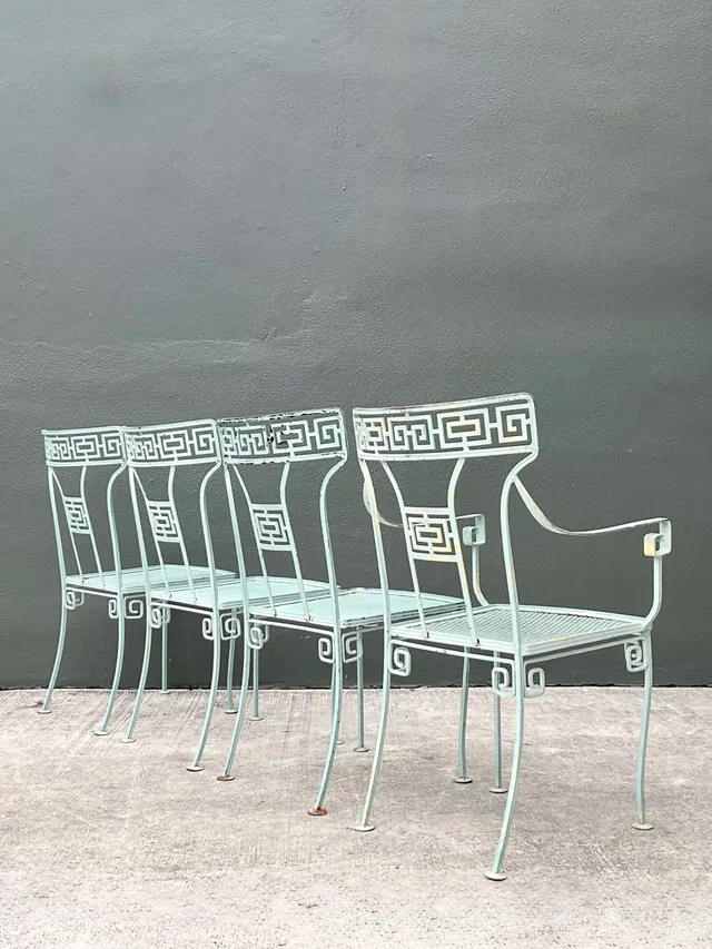 Vintage Meadowcraft Greek Key Outdoor Dining Chairs - Set of Four — additional photo 1