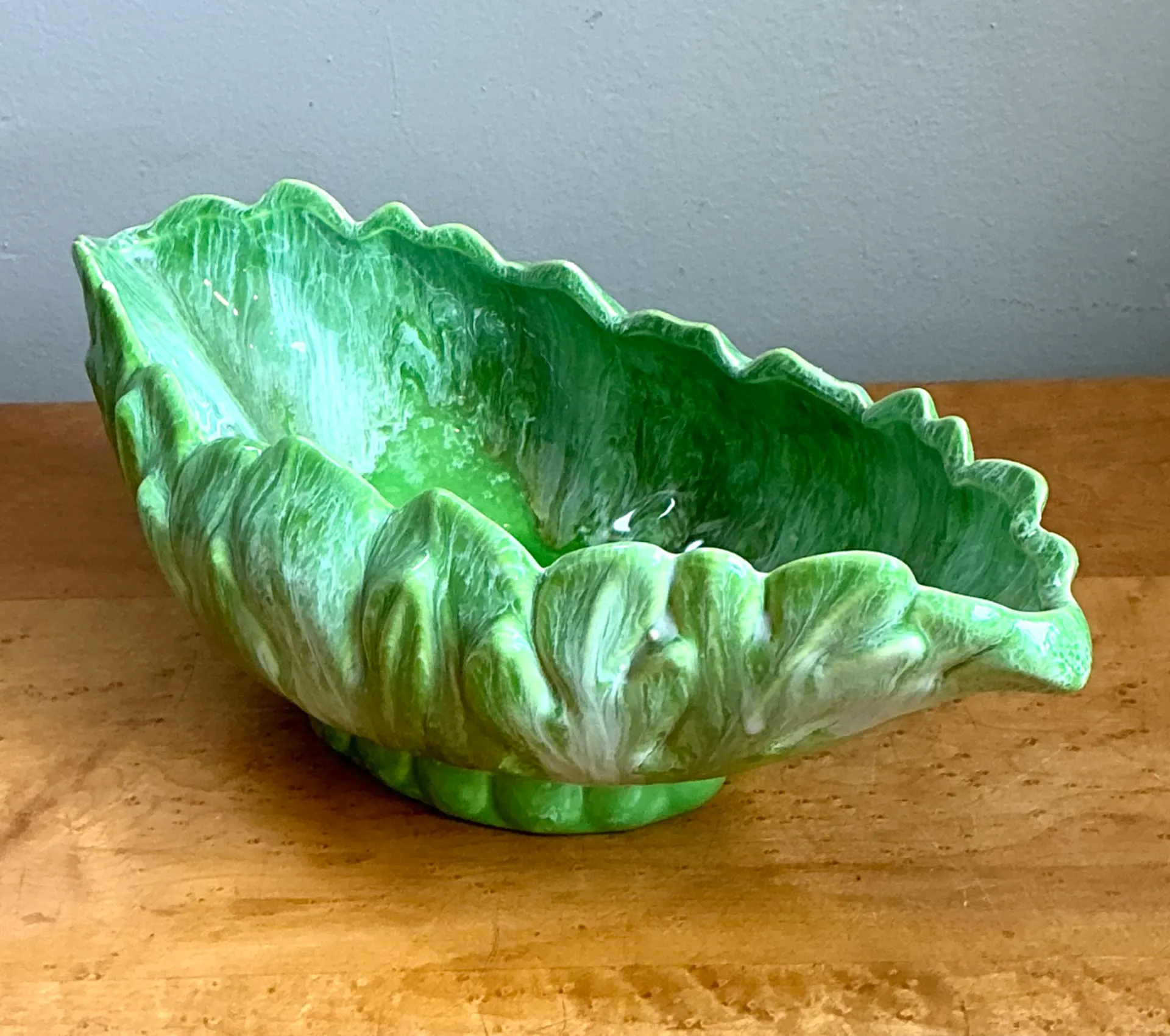 Vintage Green Portuguese Ceramic Decorative Bowl — additional photo 4