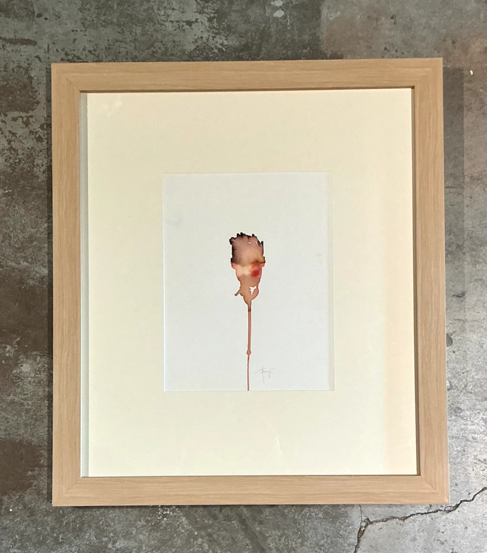 Vintage Framed Abstract Figurative Watercolor on Paper — additional photo 7