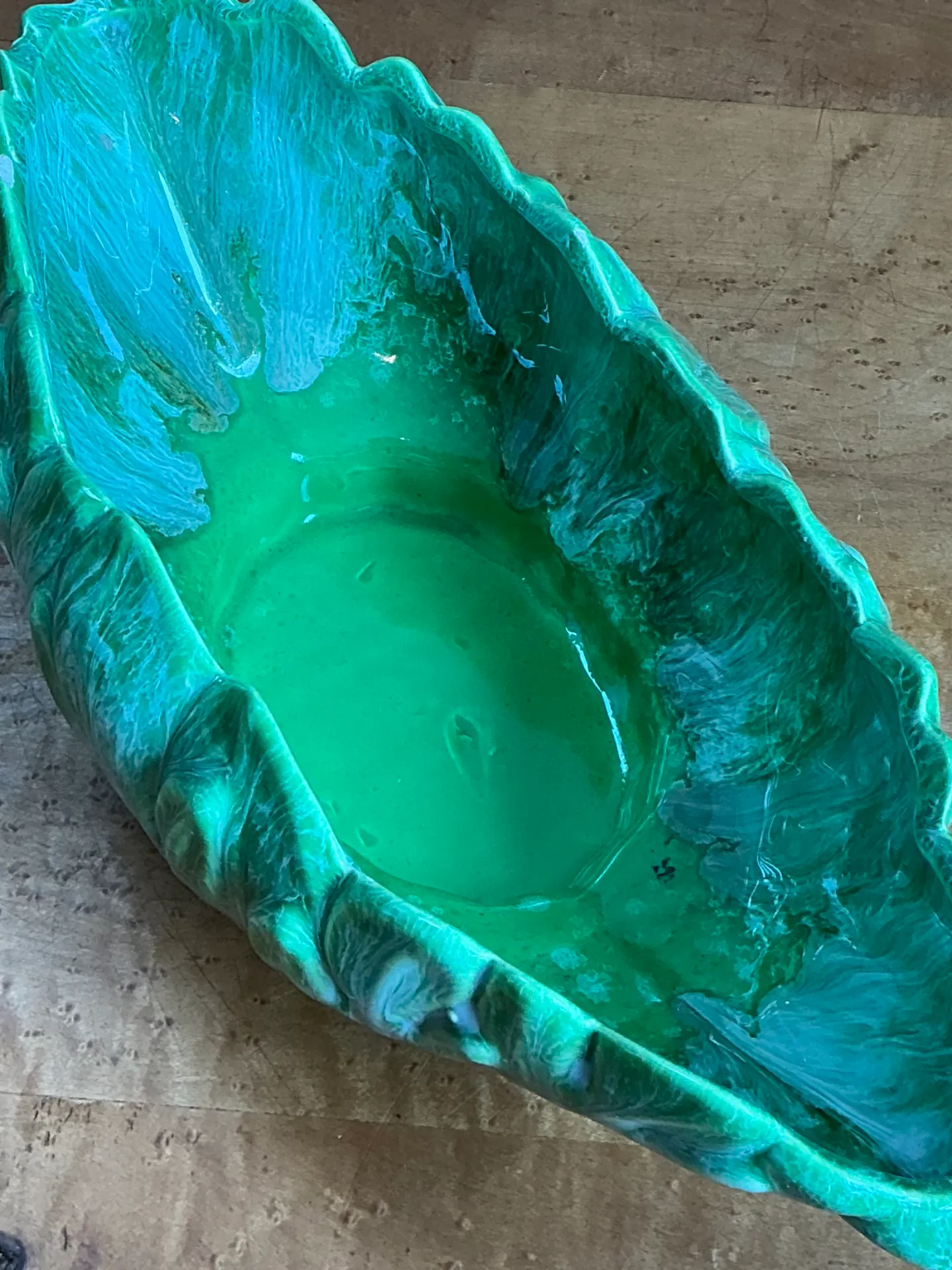 Vintage Green Portuguese Ceramic Decorative Bowl — additional photo 5