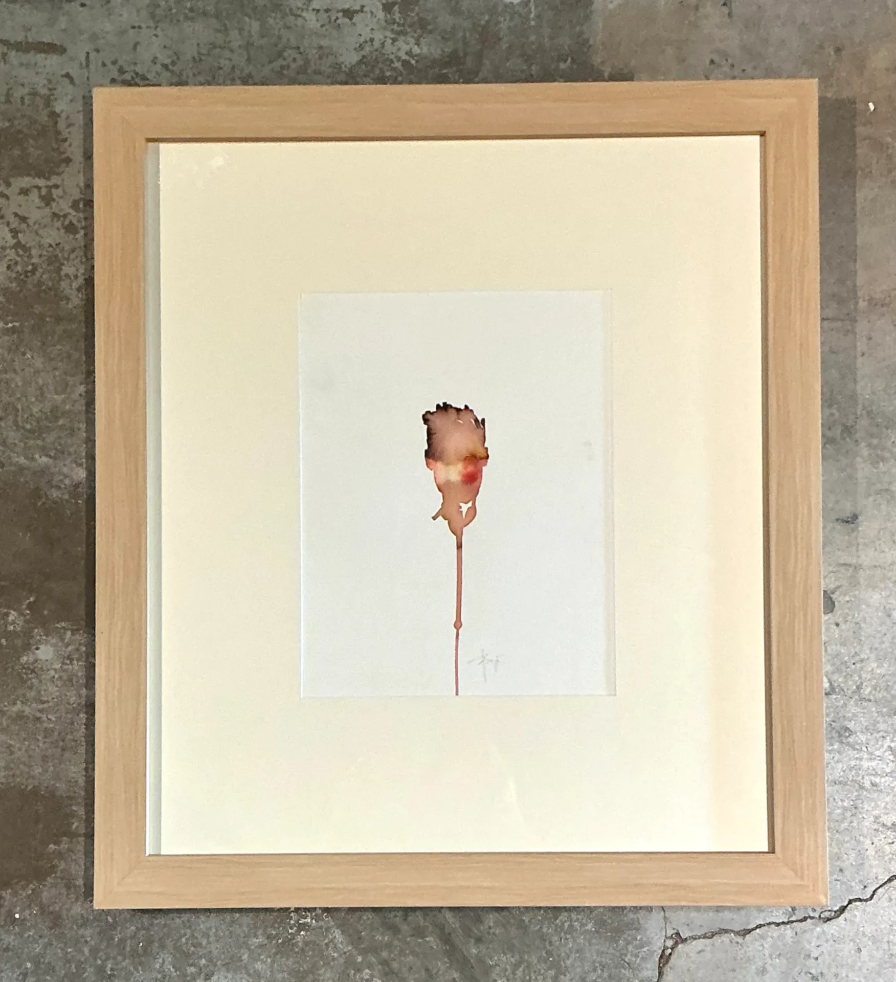 Vintage Framed Abstract Figurative Watercolor on Paper — additional photo 6