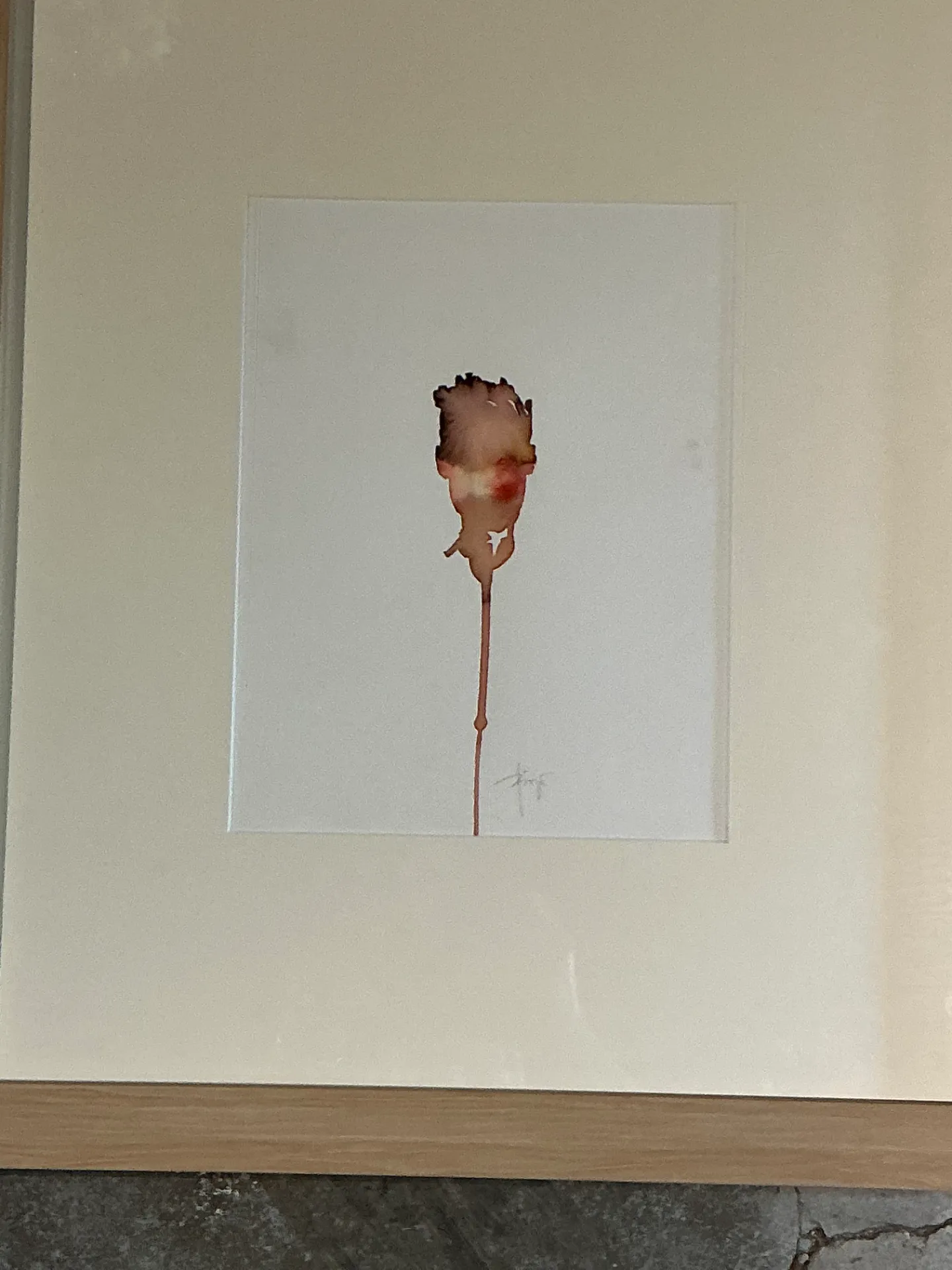 Vintage Framed Abstract Figurative Watercolor on Paper — additional photo 4
