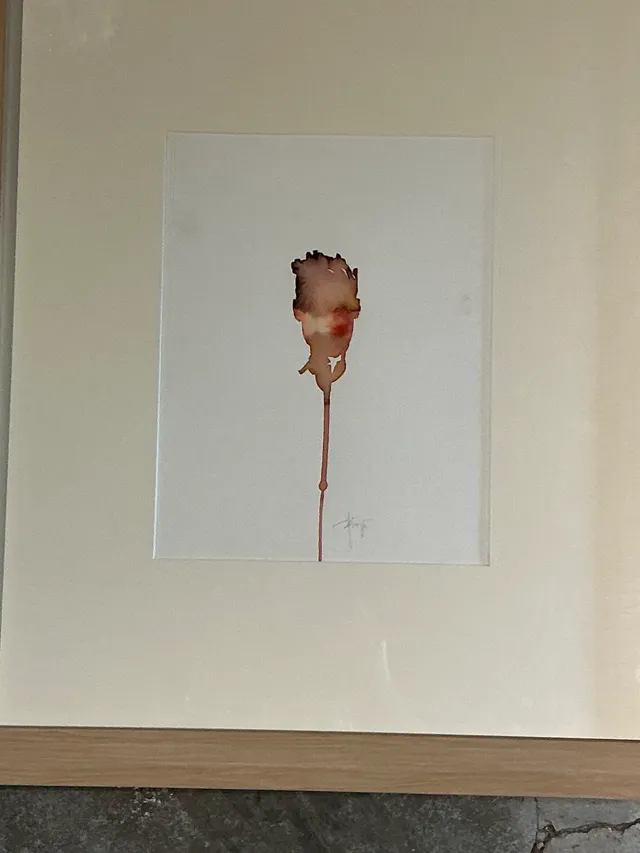 Vintage Framed Abstract Figurative Watercolor on Paper — additional photo 4