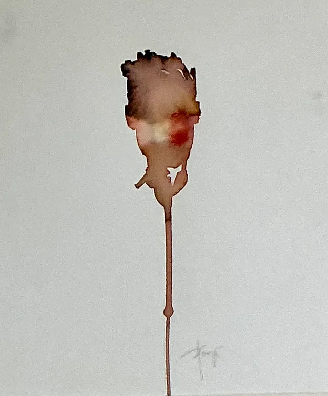 Vintage Framed Abstract Figurative Watercolor on Paper — additional photo 5