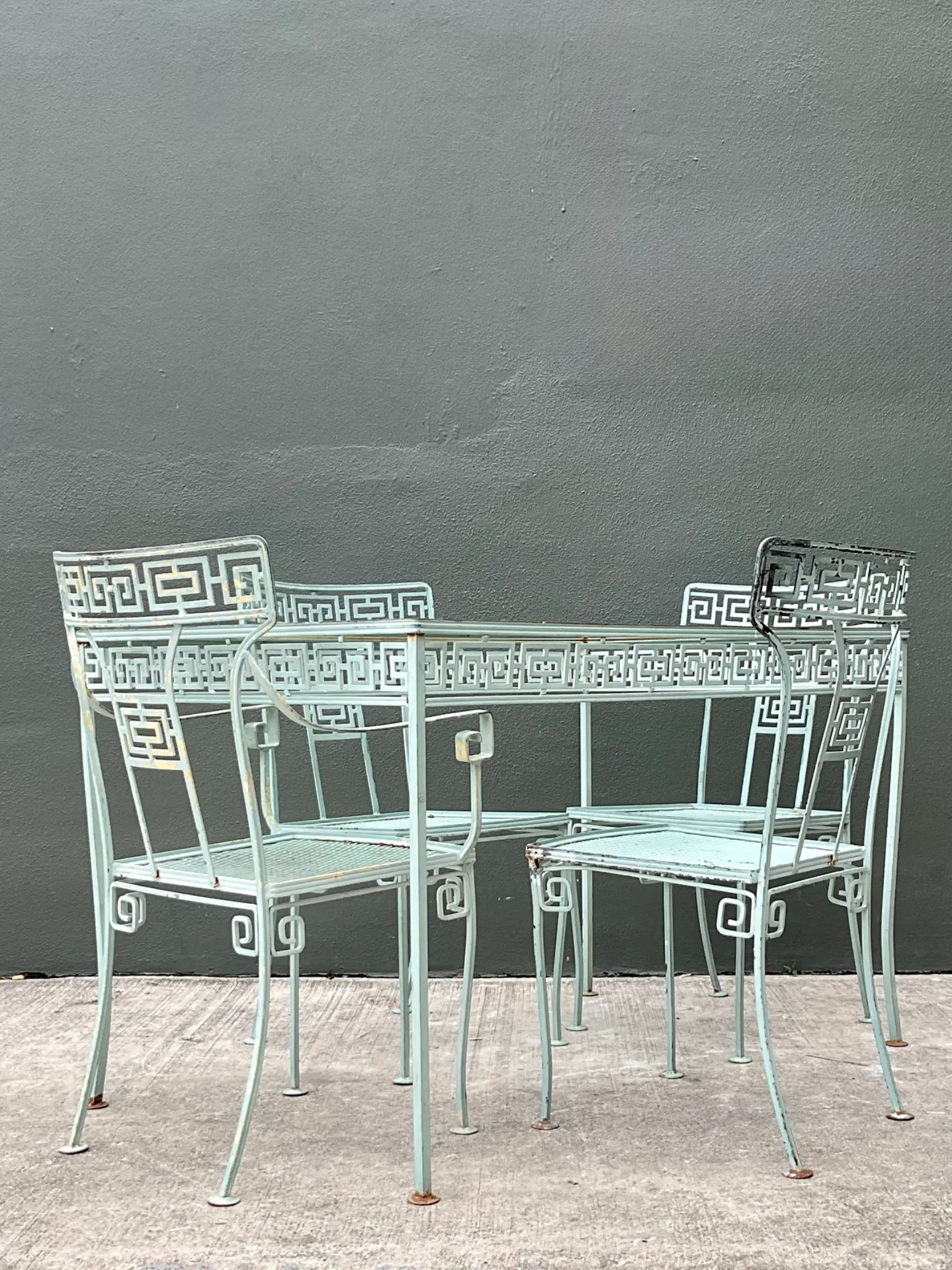Vintage Meadowcraft Greek Key Outdoor Dining Chairs - Set of Four — additional photo 3