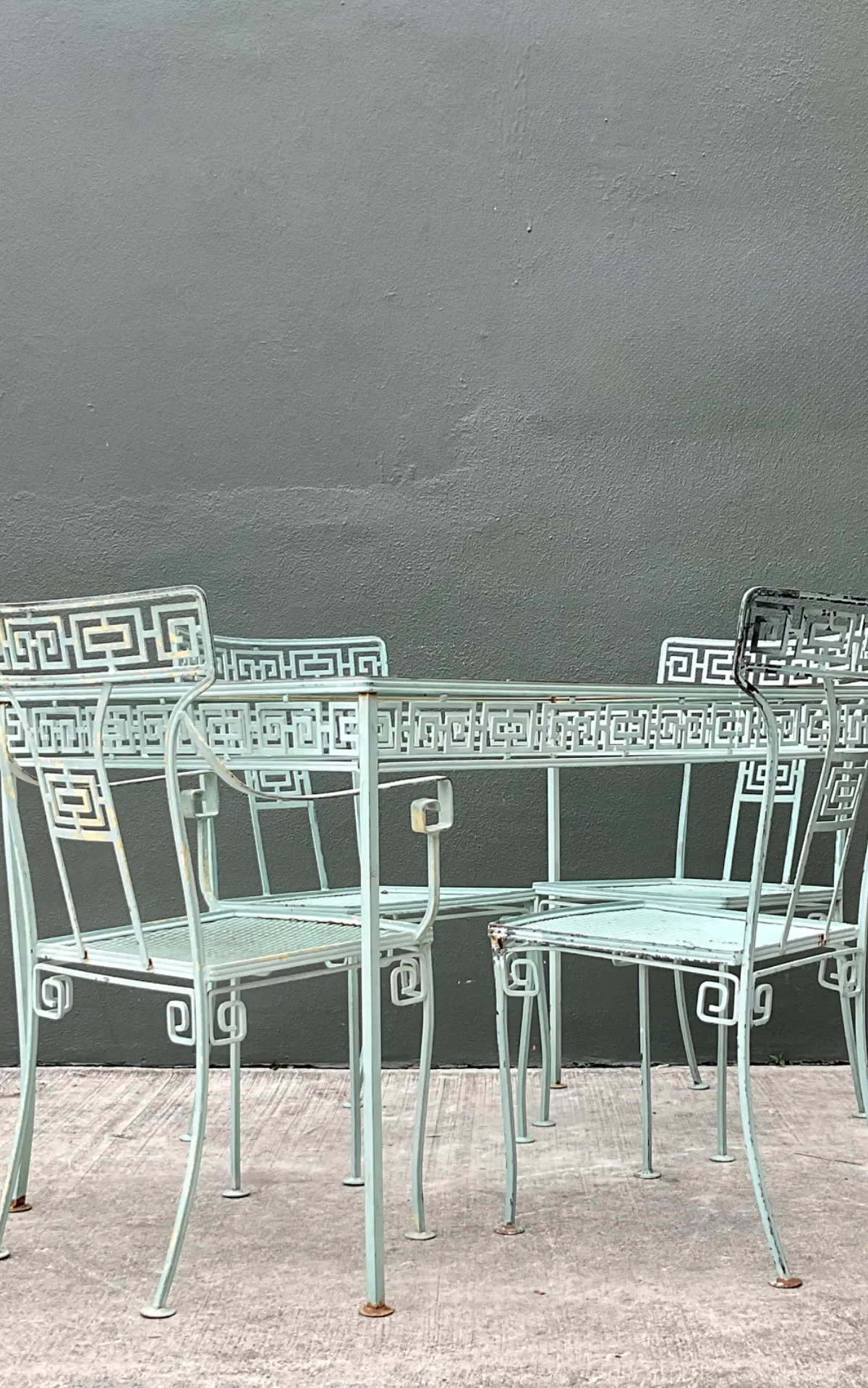 Vintage Meadowcraft Greek Key Outdoor Dining Chairs - Set of Four — additional photo 3