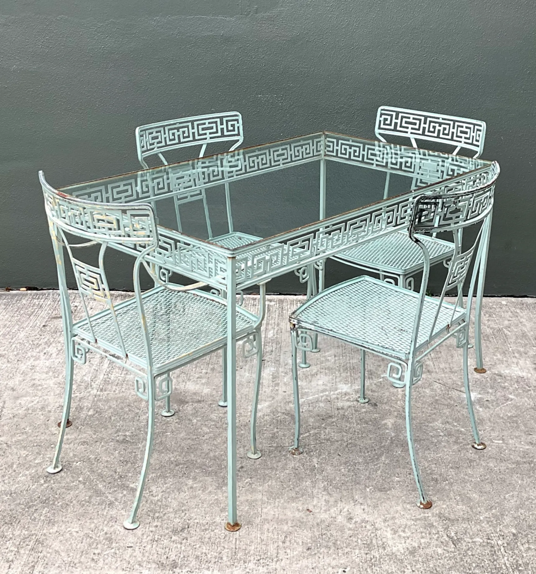 Vintage Meadowcraft Outdoor Dining Table with Greek Key Pattern — additional photo 4