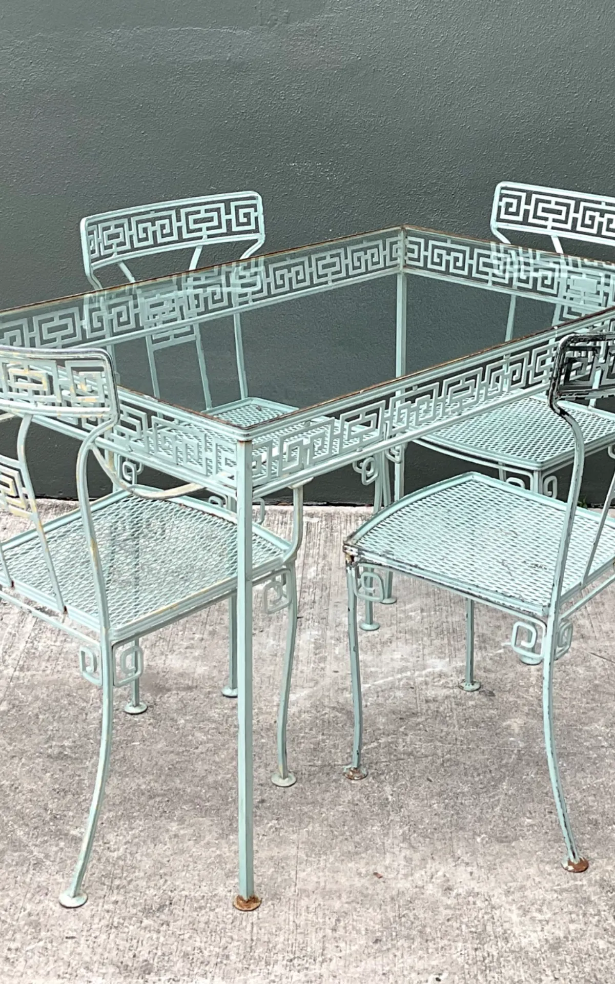 Vintage Meadowcraft Outdoor Dining Table with Greek Key Pattern — additional photo 4