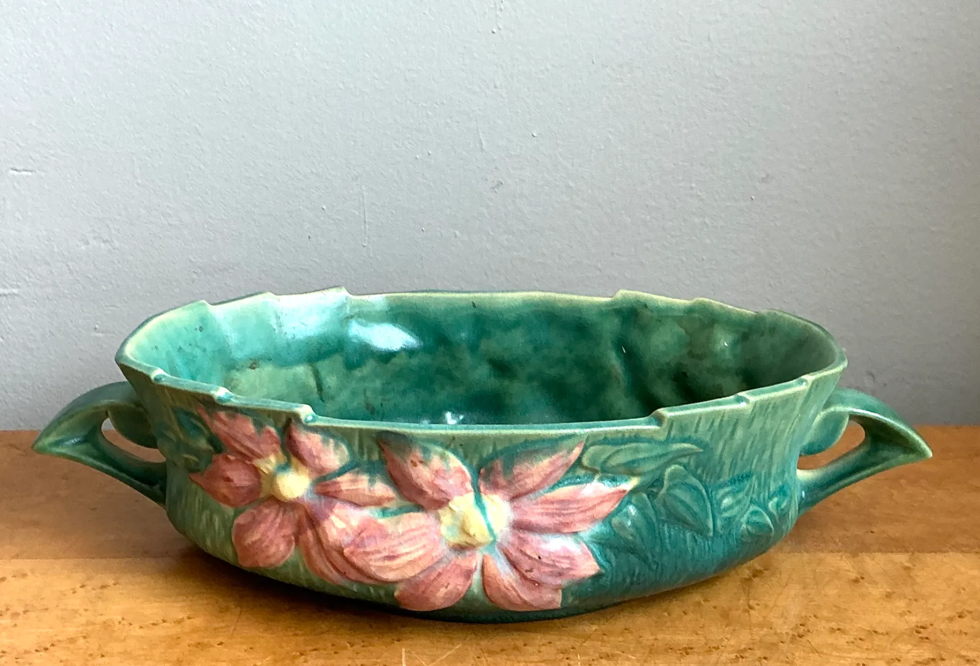 Vintage Roseville Floral Ceramic Bowl — additional photo 3