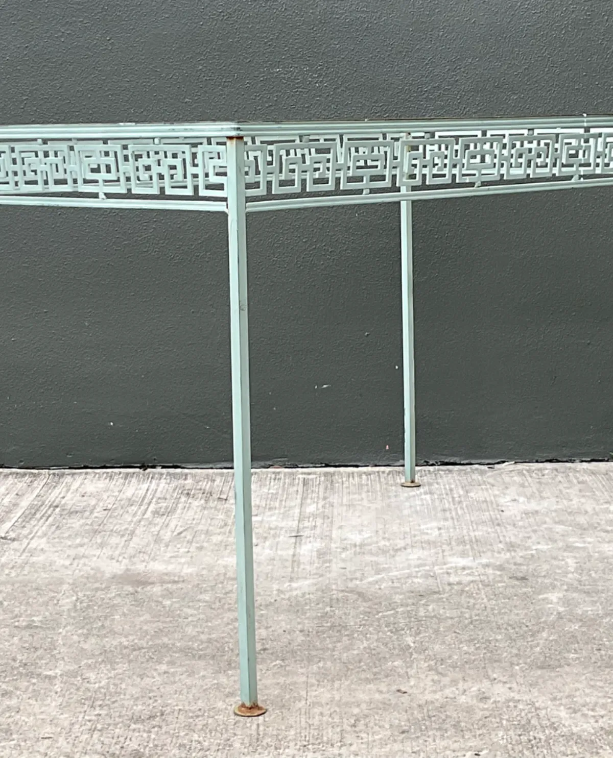 Vintage Meadowcraft Outdoor Dining Table with Greek Key Pattern — additional photo 3