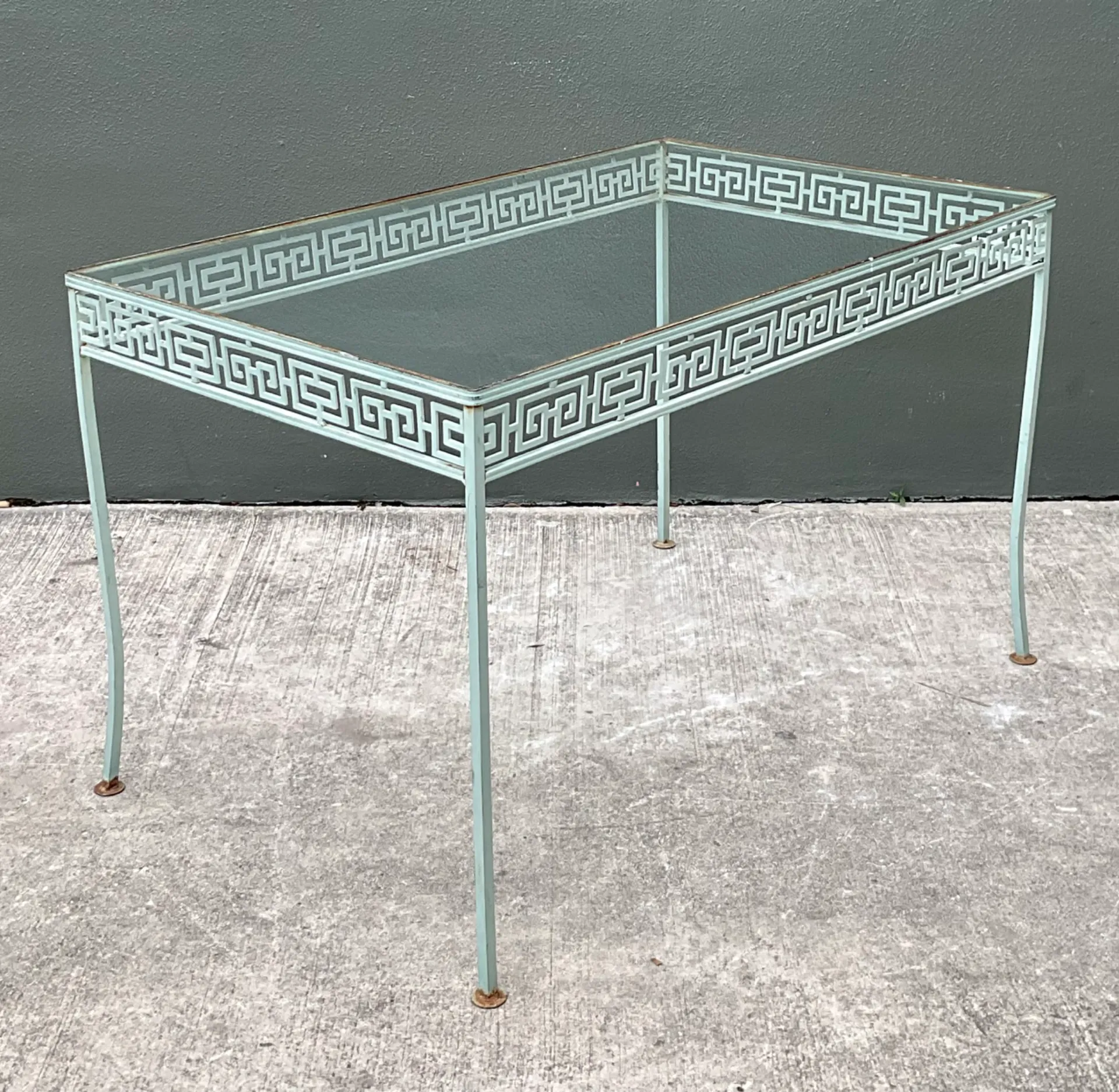 Vintage Meadowcraft Outdoor Dining Table with Greek Key Pattern — additional photo 1
