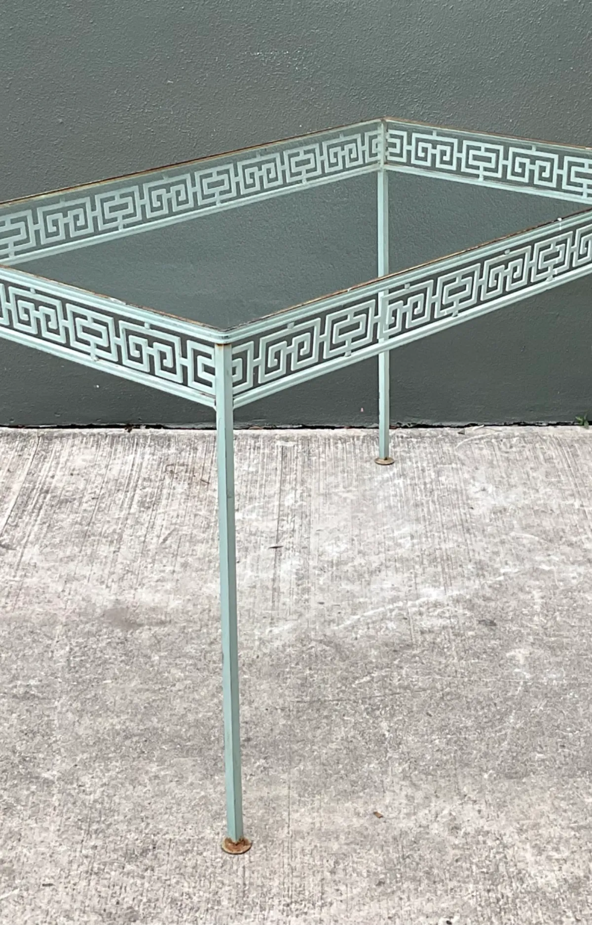Vintage Meadowcraft Outdoor Dining Table with Greek Key Pattern