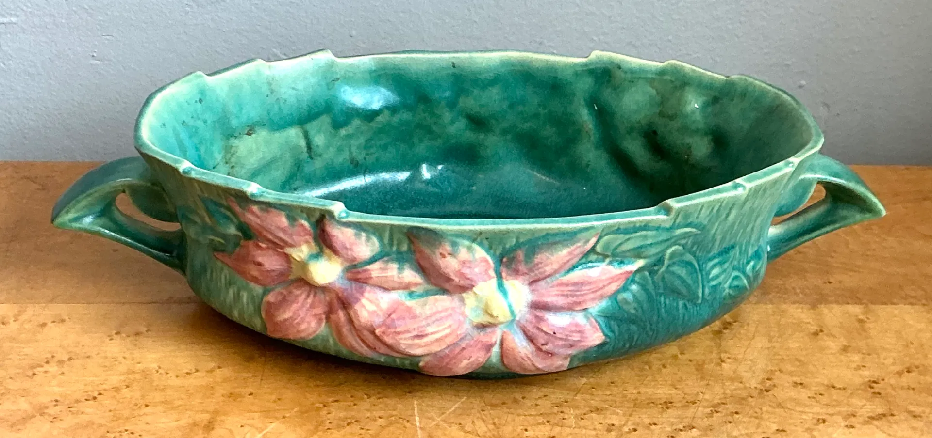 Vintage Roseville Floral Ceramic Bowl — additional photo 8