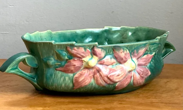 Vintage Roseville Floral Ceramic Bowl — additional photo 1